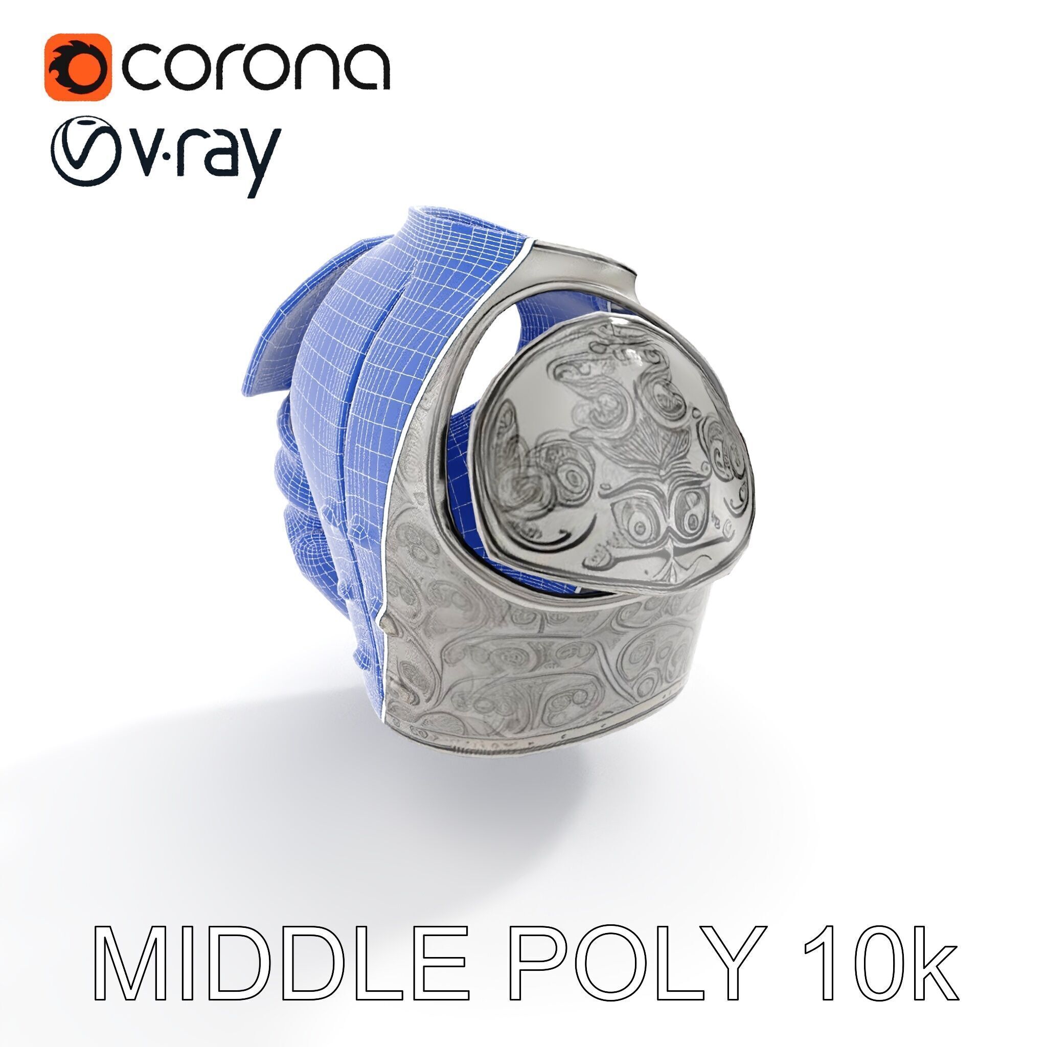 Medieval Ornate Helmet Model Pack Low-poly 3D model_8