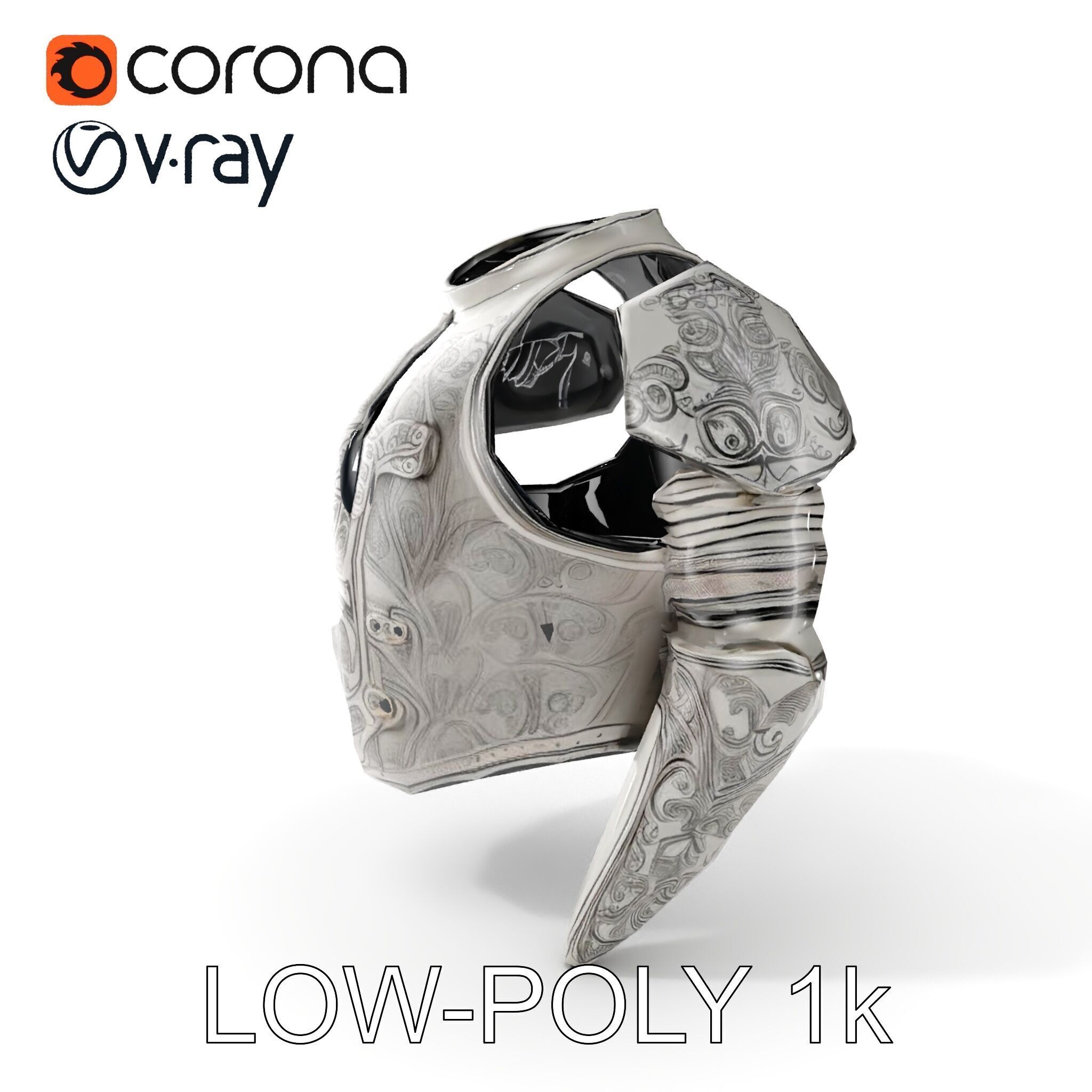 Medieval Ornate Helmet Model Pack Low-poly 3D model_15