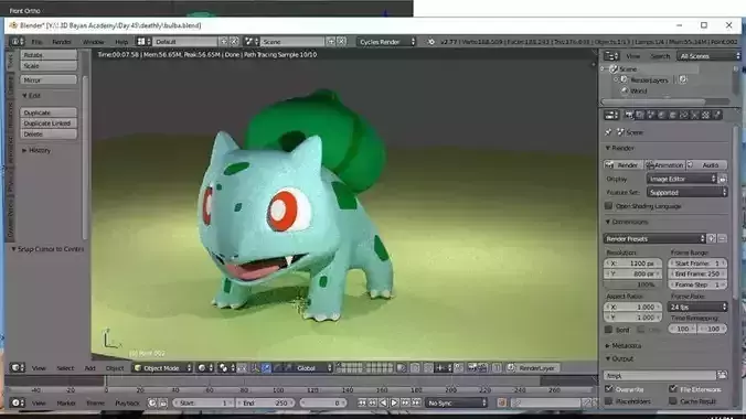 Balbasaur pokemon Free 3D model