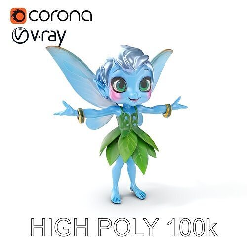 Charming Fantasy Fairy Character Model  Rigged and Animated Low-poly 3D model