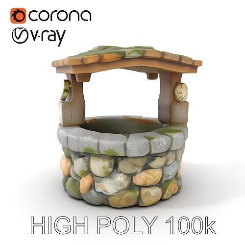 Stone MossCovered Well Model Pack Low-poly 3D model