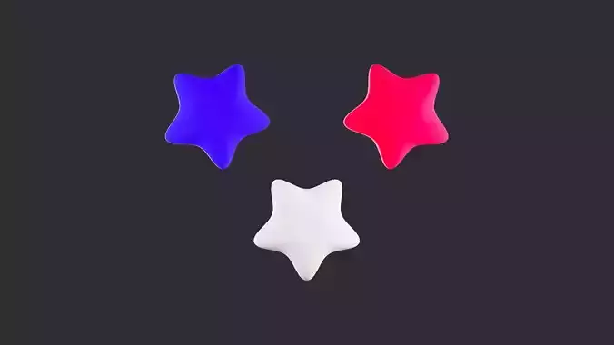 Cartoon Three Patriotic Stars 3D model