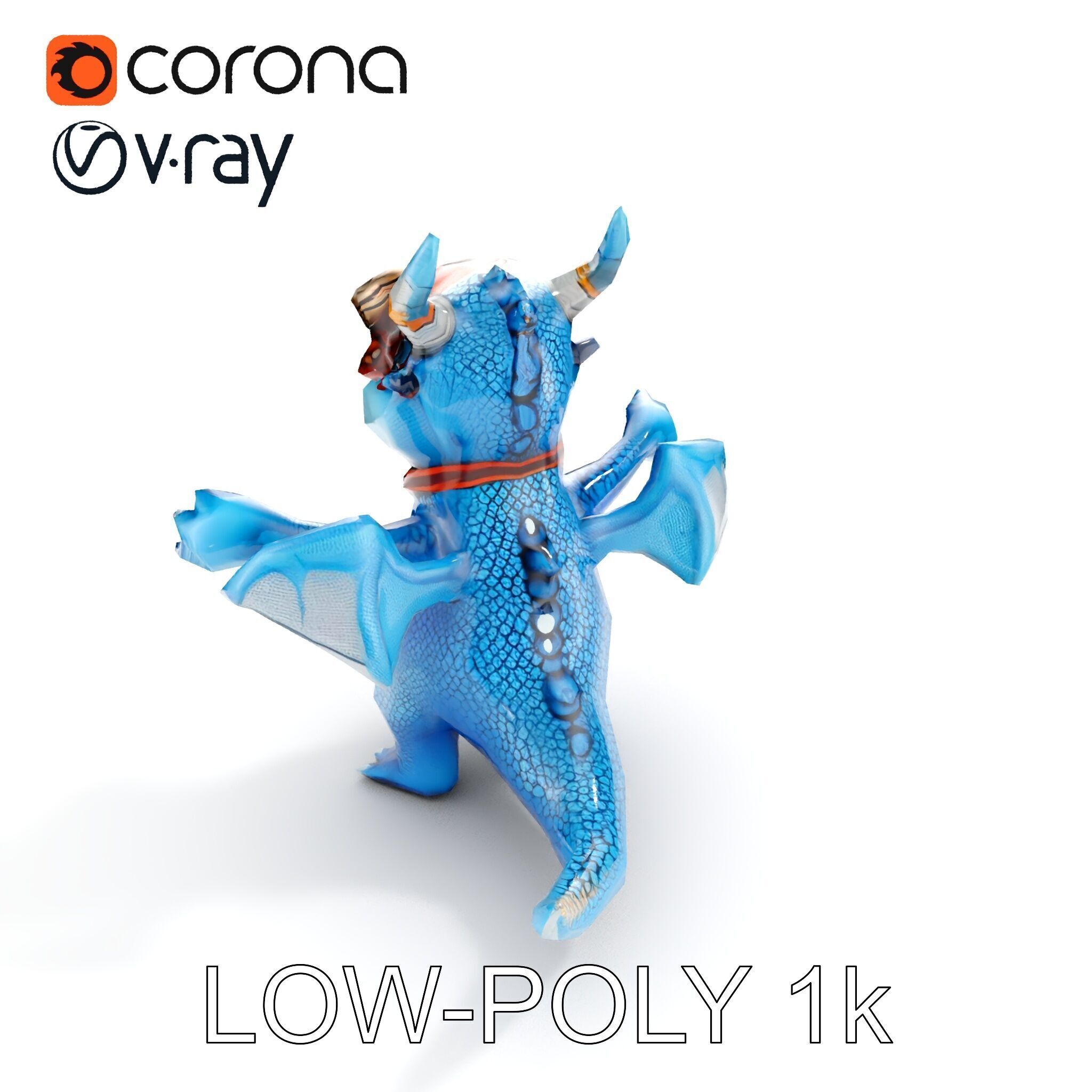 Blue Baby Dragon Rigged and Animated Character Model for Game... Low-poly 3D model_8