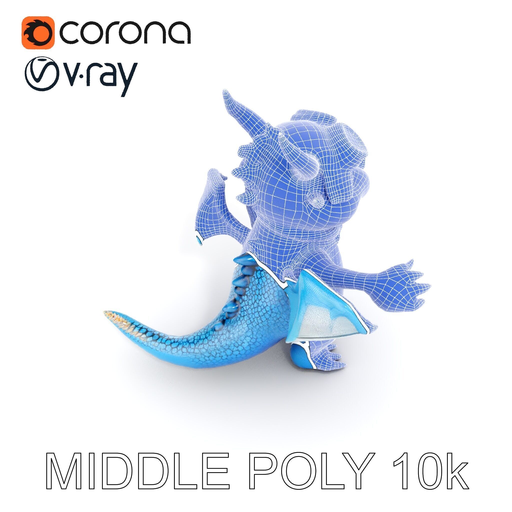 Blue Baby Dragon Rigged and Animated Character Model for Game... Low-poly 3D model_26
