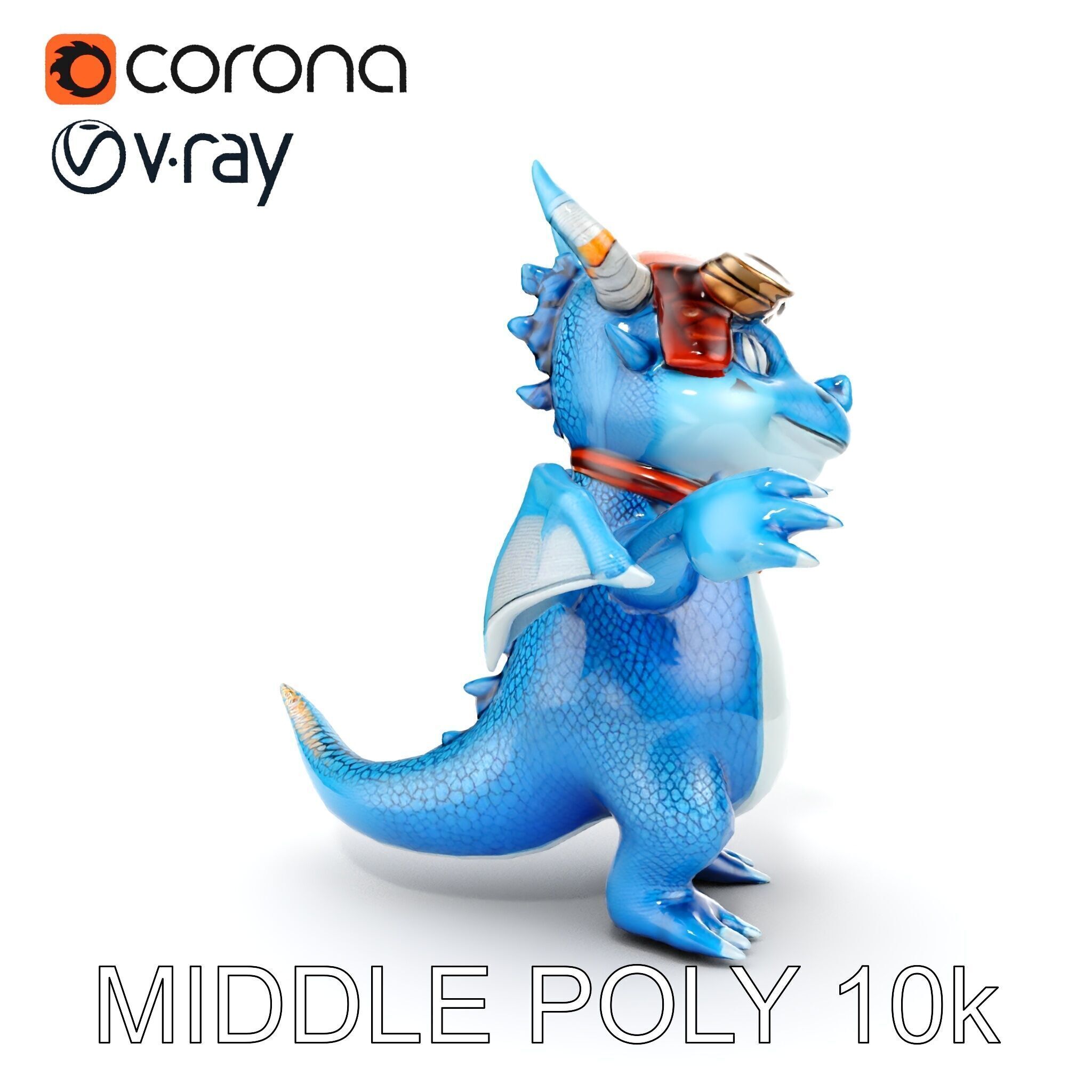 Blue Baby Dragon Rigged and Animated Character Model for Game... Low-poly 3D model_28