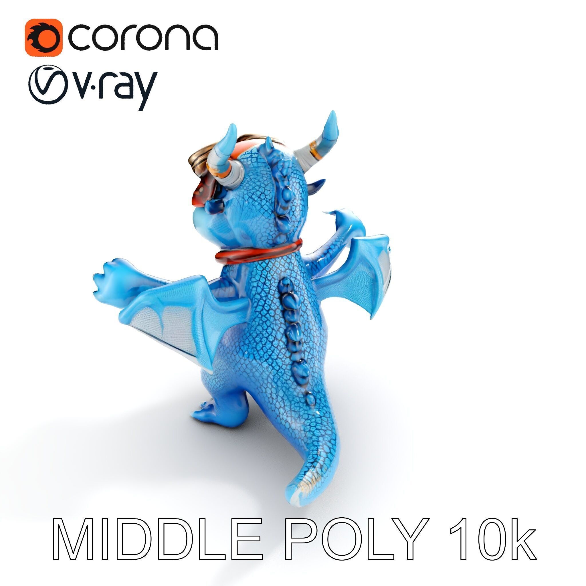 Blue Baby Dragon Rigged and Animated Character Model for Game... Low-poly 3D model_17