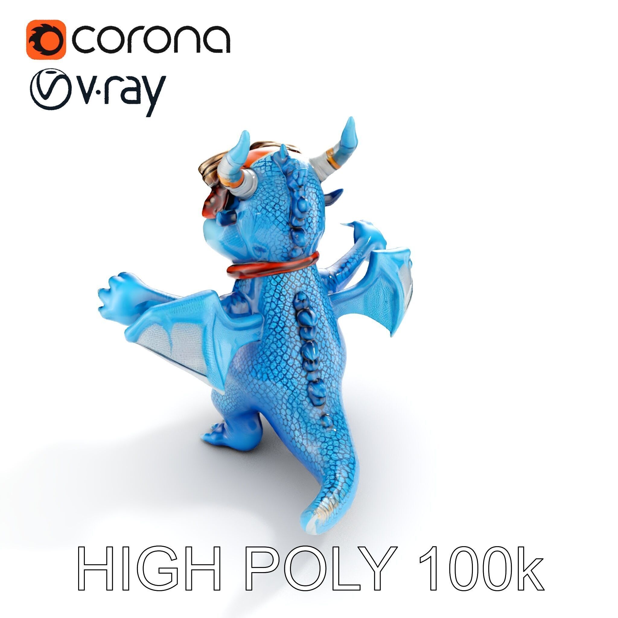 Blue Baby Dragon Rigged and Animated Character Model for Game... Low-poly 3D model_16