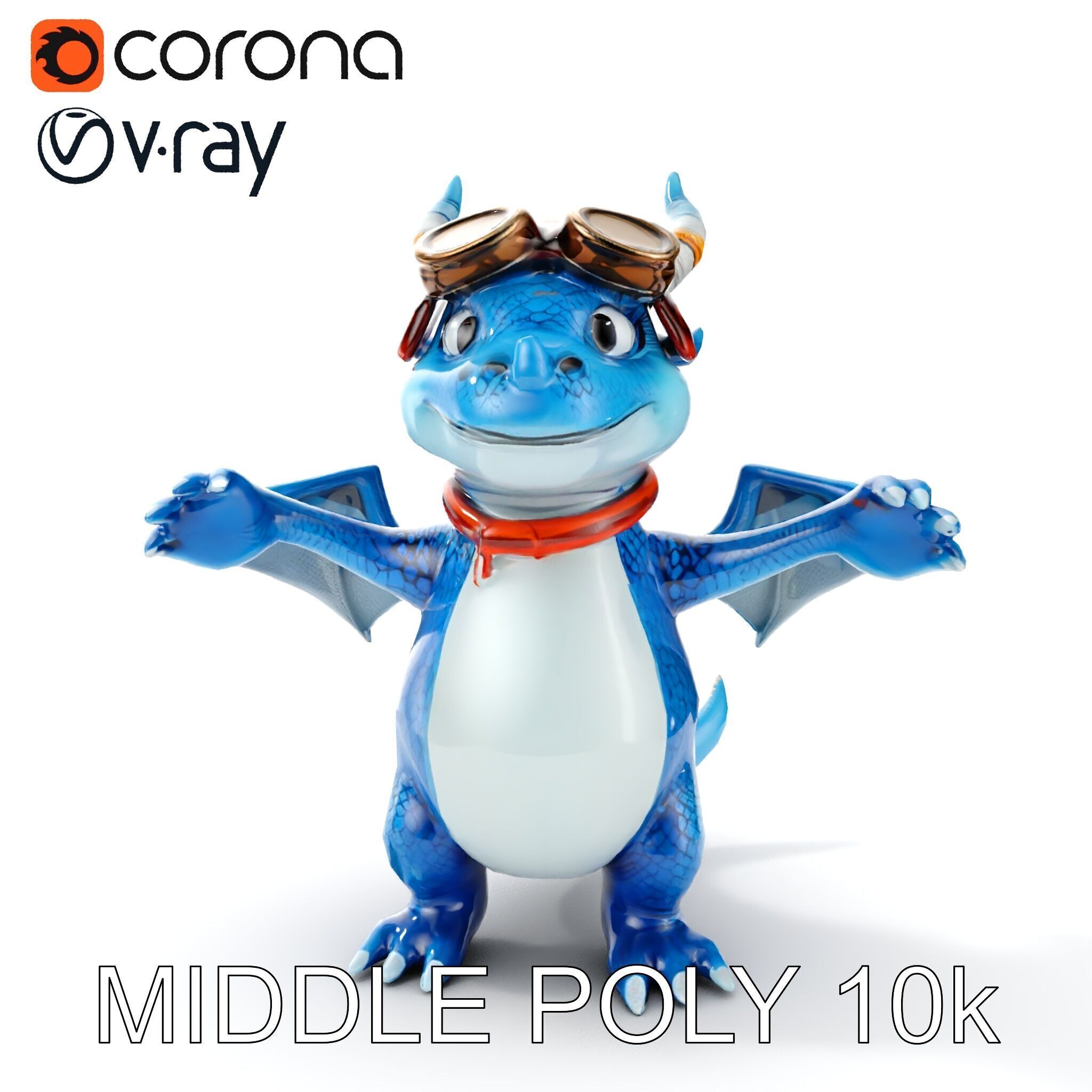 Blue Baby Dragon Rigged and Animated Character Model for Game... Low-poly 3D model_14
