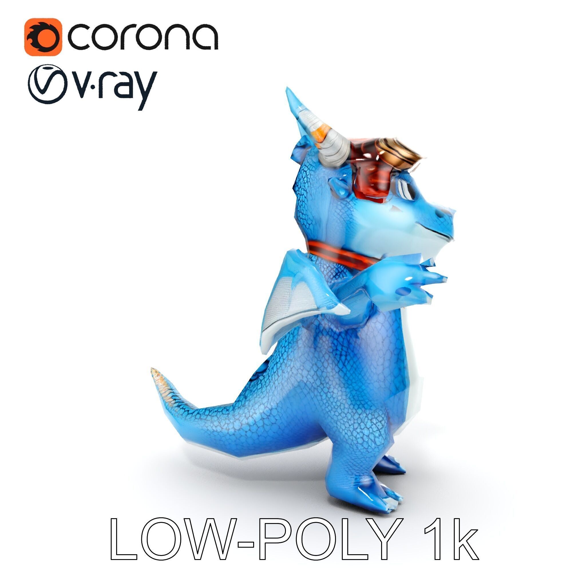 Blue Baby Dragon Rigged and Animated Character Model for Game... Low-poly 3D model_13
