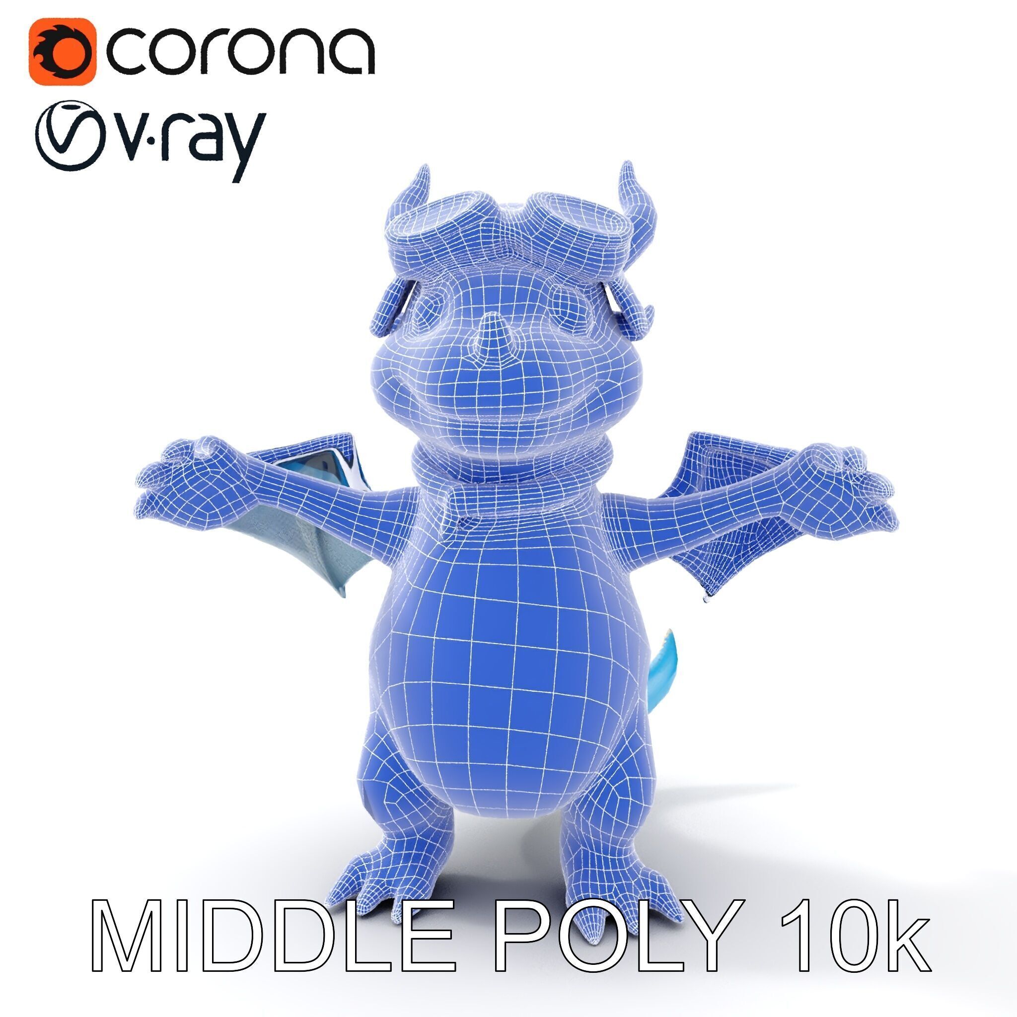 Blue Baby Dragon Rigged and Animated Character Model for Game... Low-poly 3D model_37