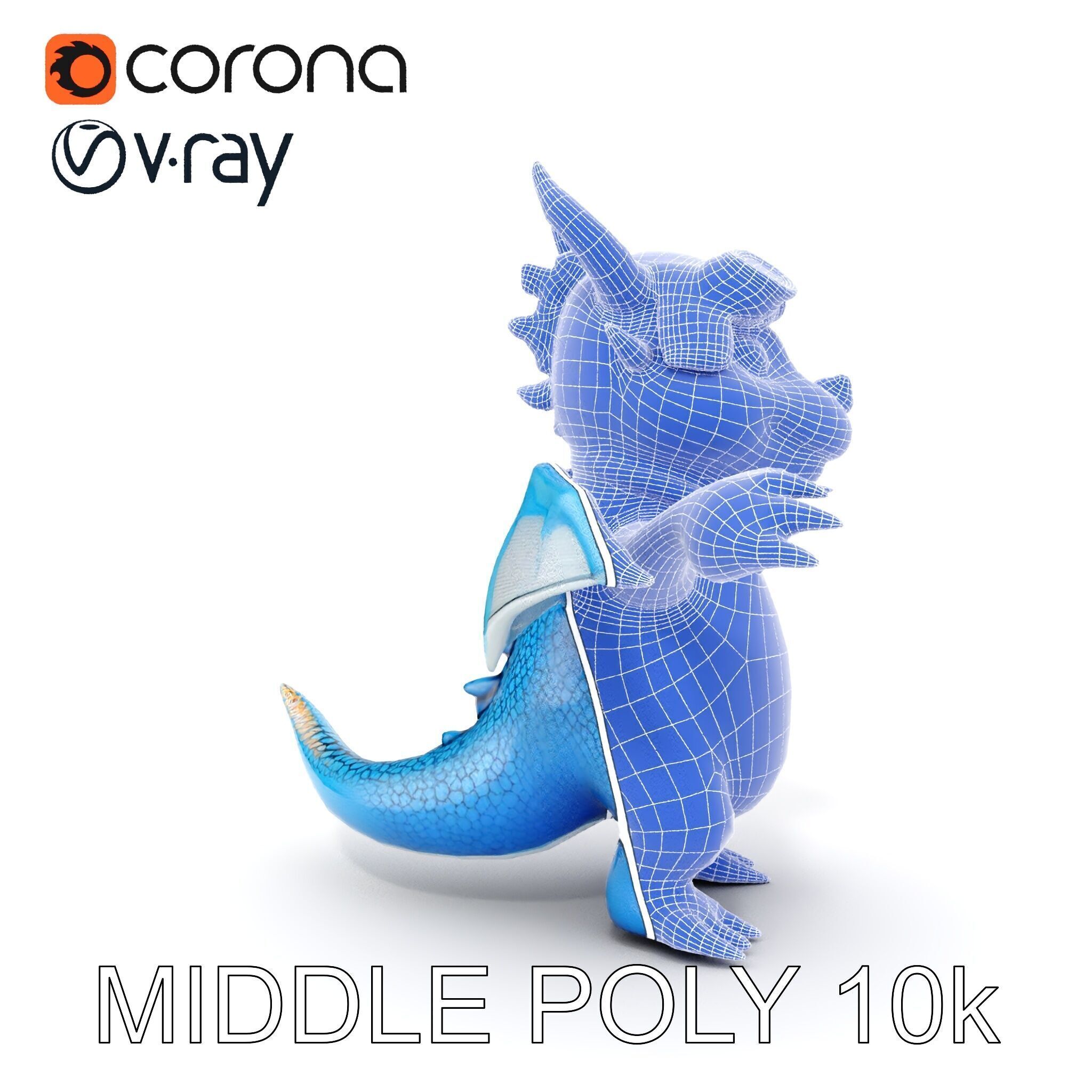 Blue Baby Dragon Rigged and Animated Character Model for Game... Low-poly 3D model_34