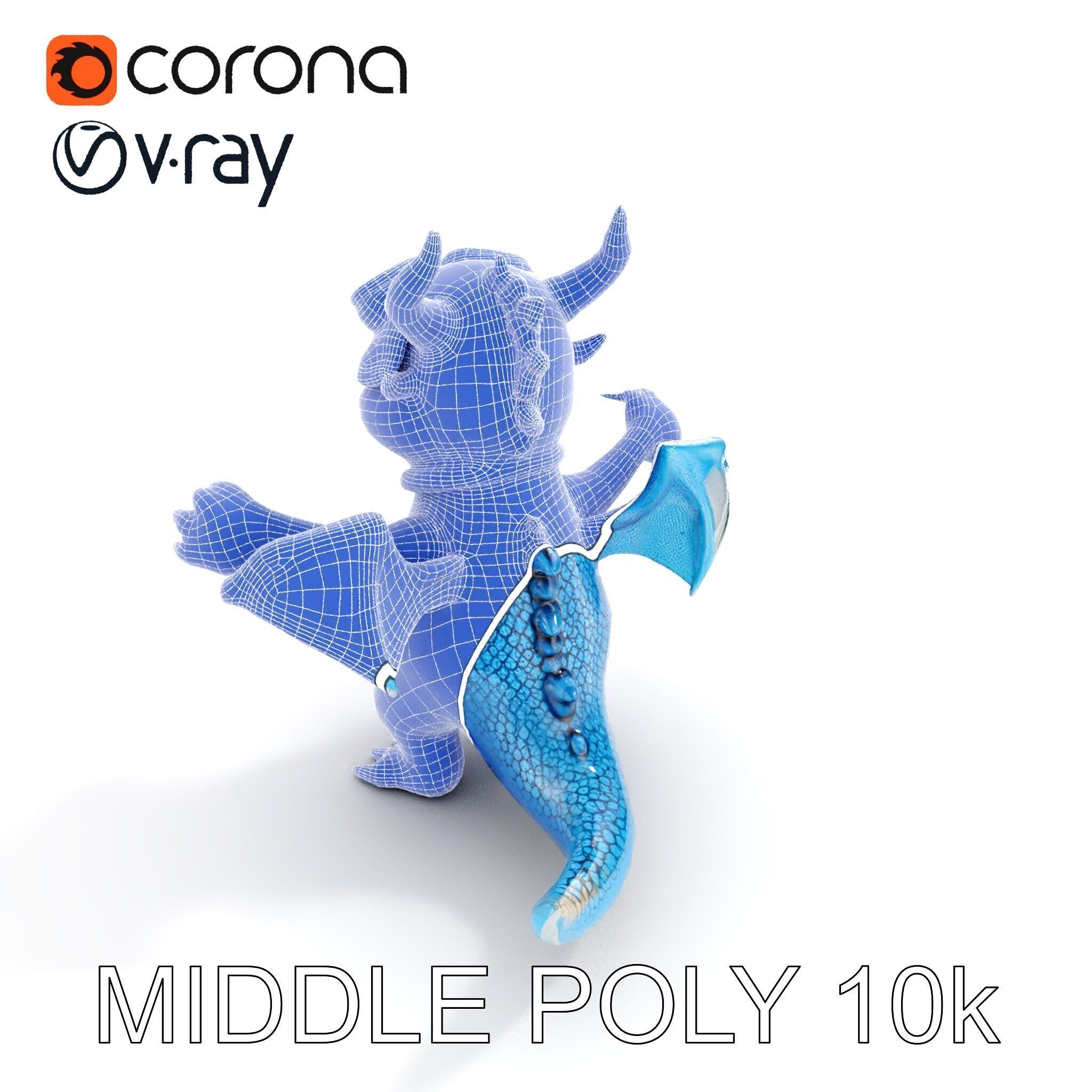 Blue Baby Dragon Rigged and Animated Character Model for Game... Low-poly 3D model_31