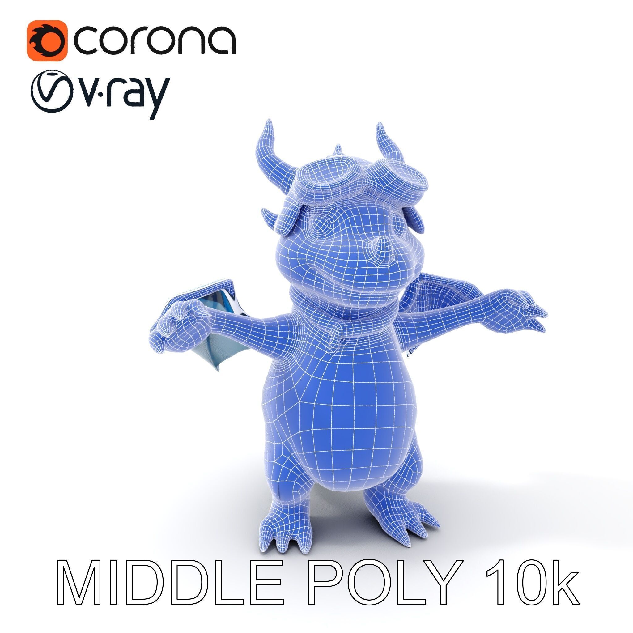 Blue Baby Dragon Rigged and Animated Character Model for Game... Low-poly 3D model_20