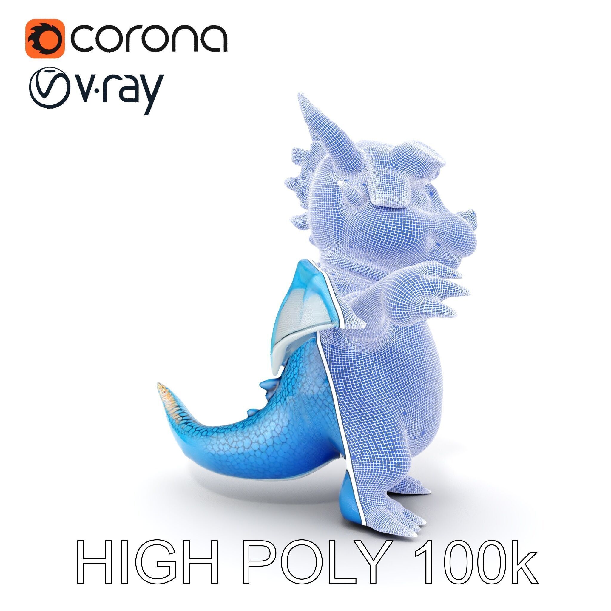 Blue Baby Dragon Rigged and Animated Character Model for Game... Low-poly 3D model_36