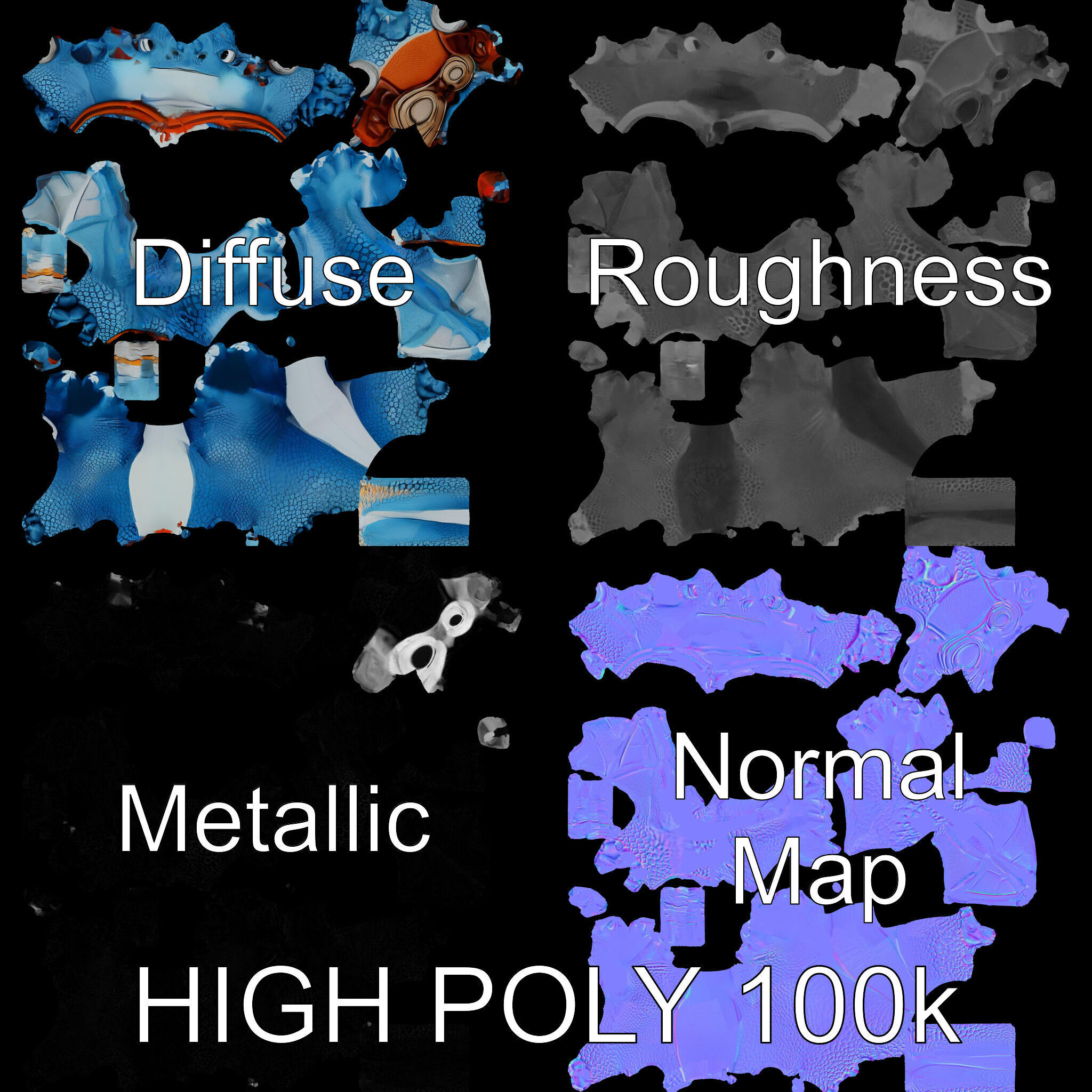 Blue Baby Dragon Rigged and Animated Character Model for Game... Low-poly 3D model_4