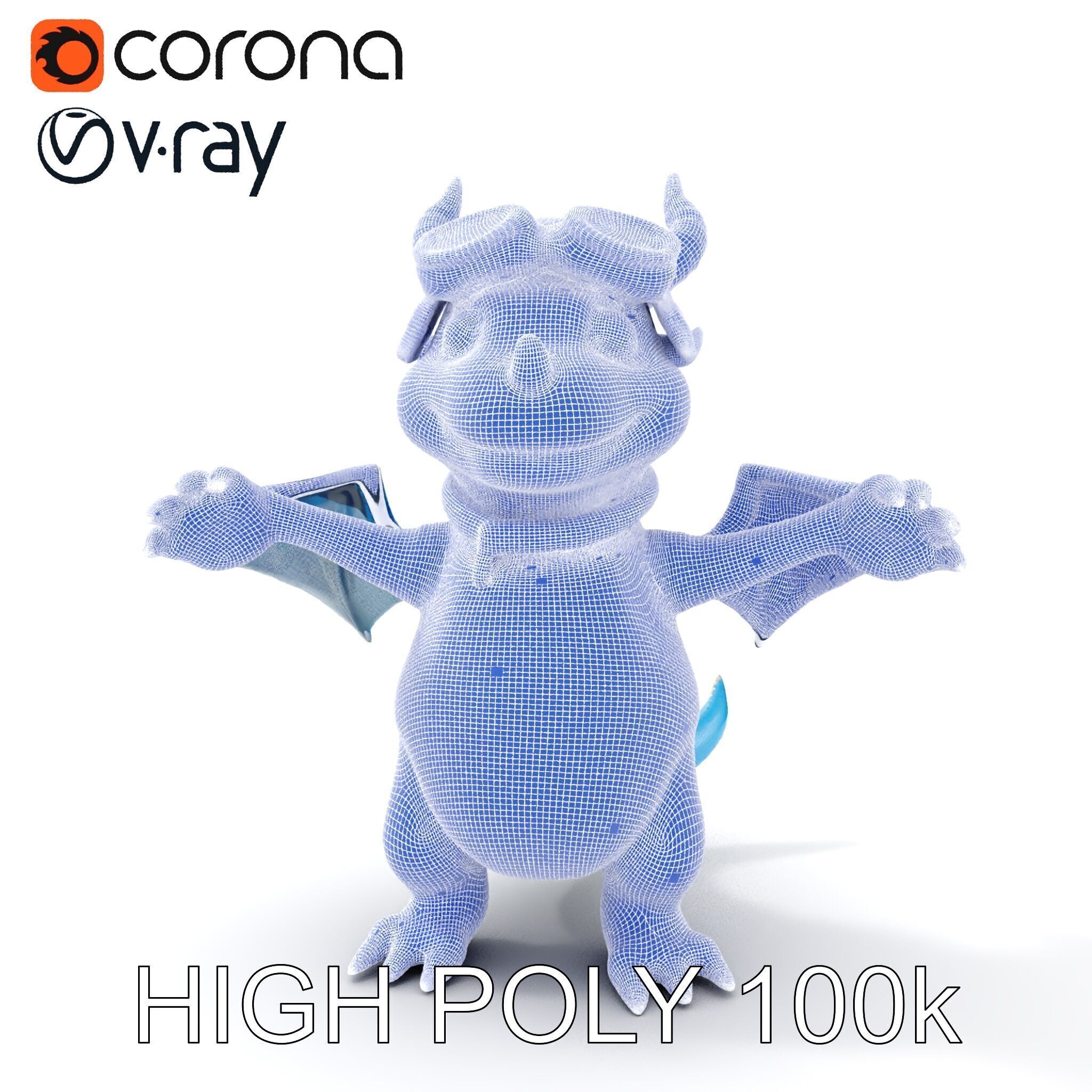 Blue Baby Dragon Rigged and Animated Character Model for Game... Low-poly 3D model_33