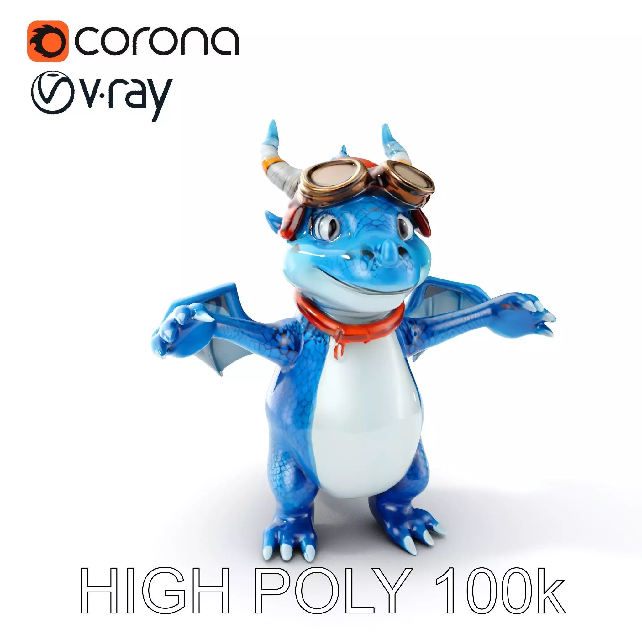 Blue Baby Dragon Rigged and Animated Character Model for Game... Low-poly 3D model_0