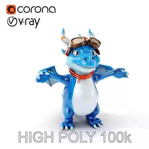 Blue Baby Dragon Rigged and Animated Character Model for Game... Low-poly 3D model