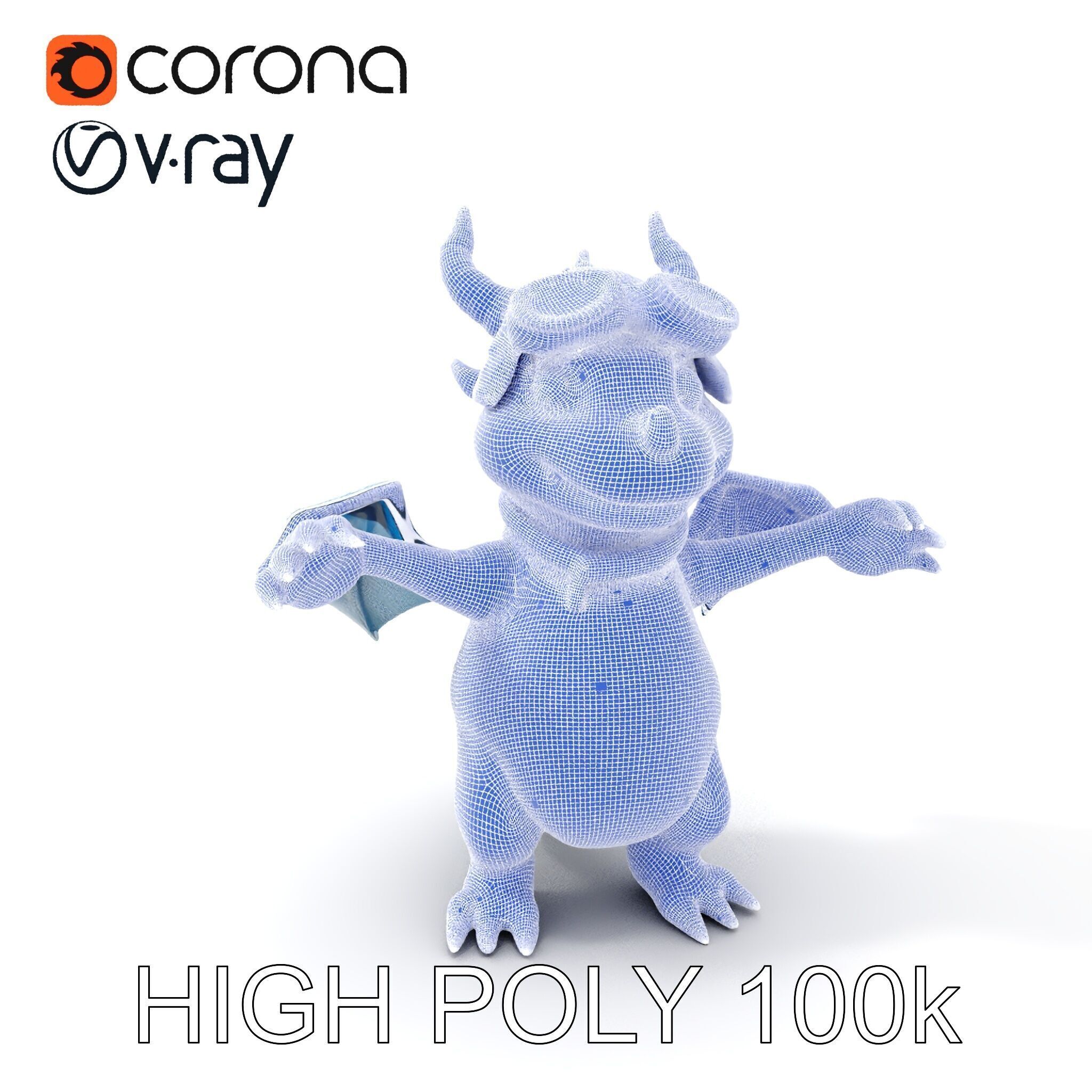 Blue Baby Dragon Rigged and Animated Character Model for Game... Low-poly 3D model_5