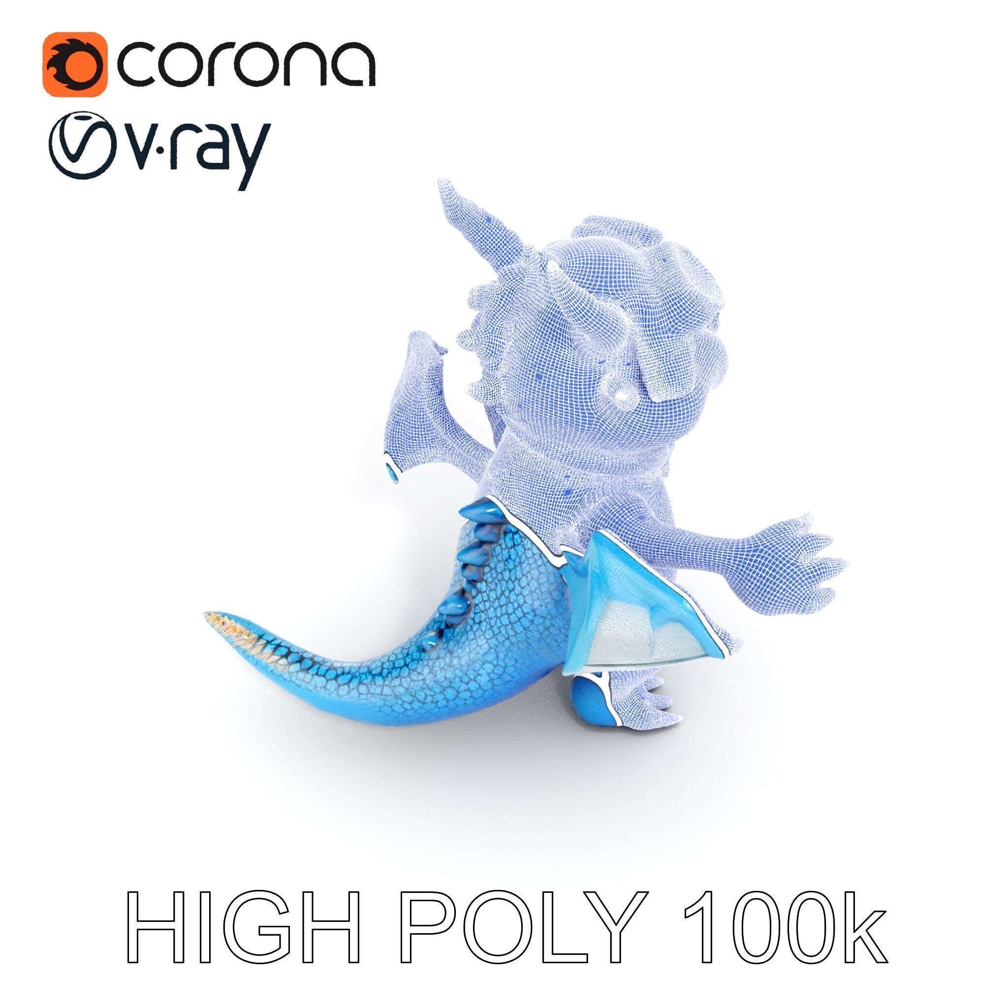 Blue Baby Dragon Rigged and Animated Character Model for Game... Low-poly 3D model_30