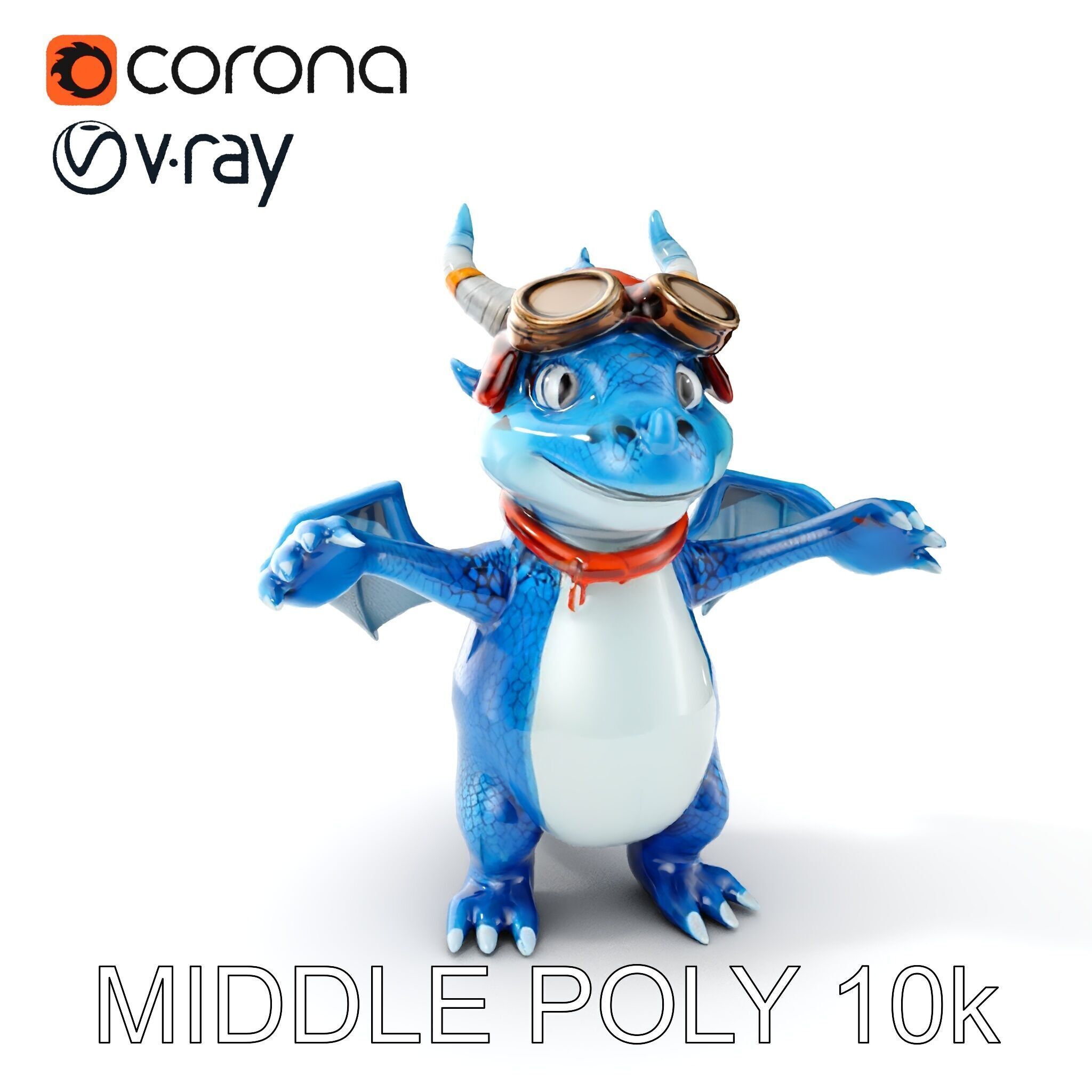 Blue Baby Dragon Rigged and Animated Character Model for Game... Low-poly 3D model_12