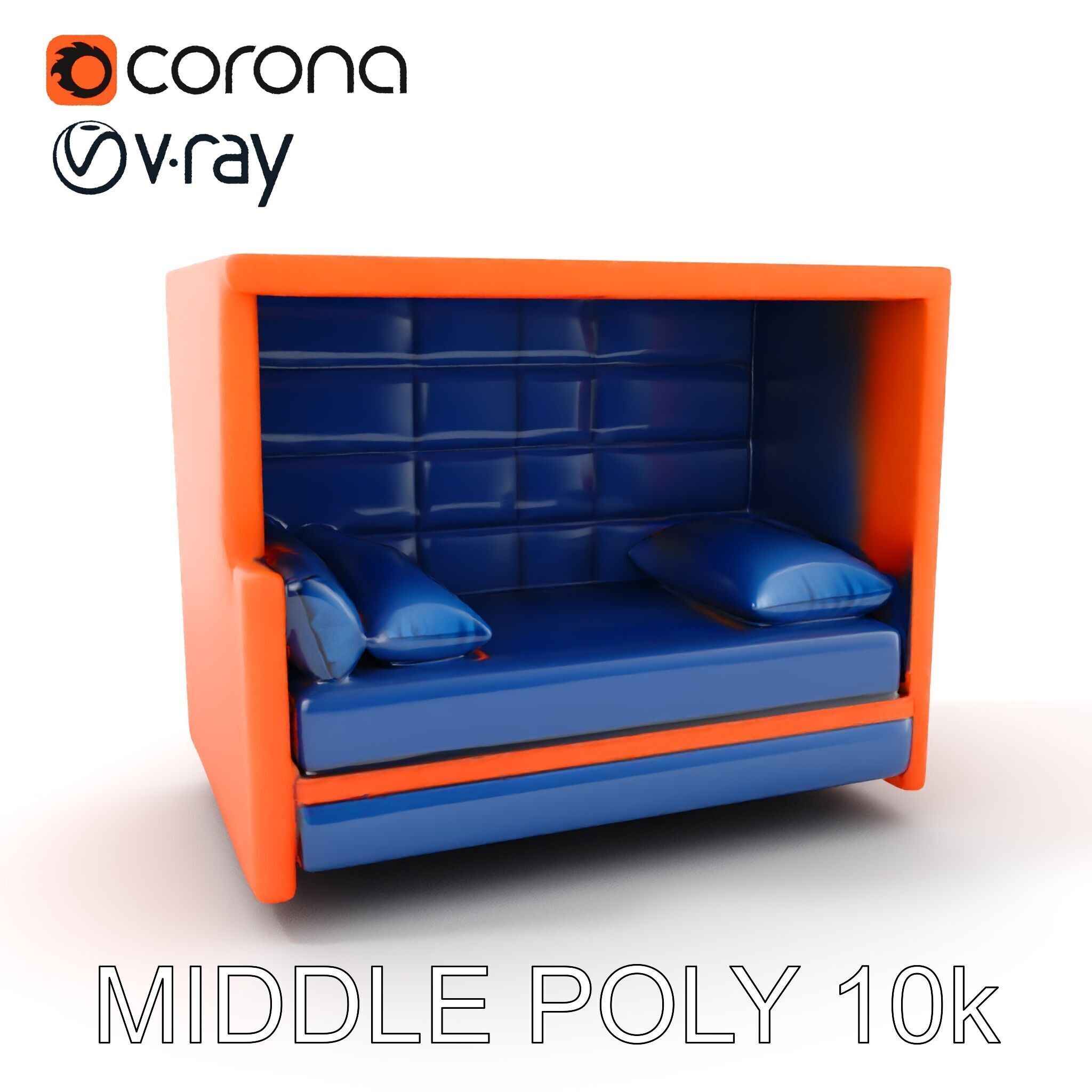 Modern Sofa Cubicle Model Pack for Interactive Spaces Low-poly 3D model_14