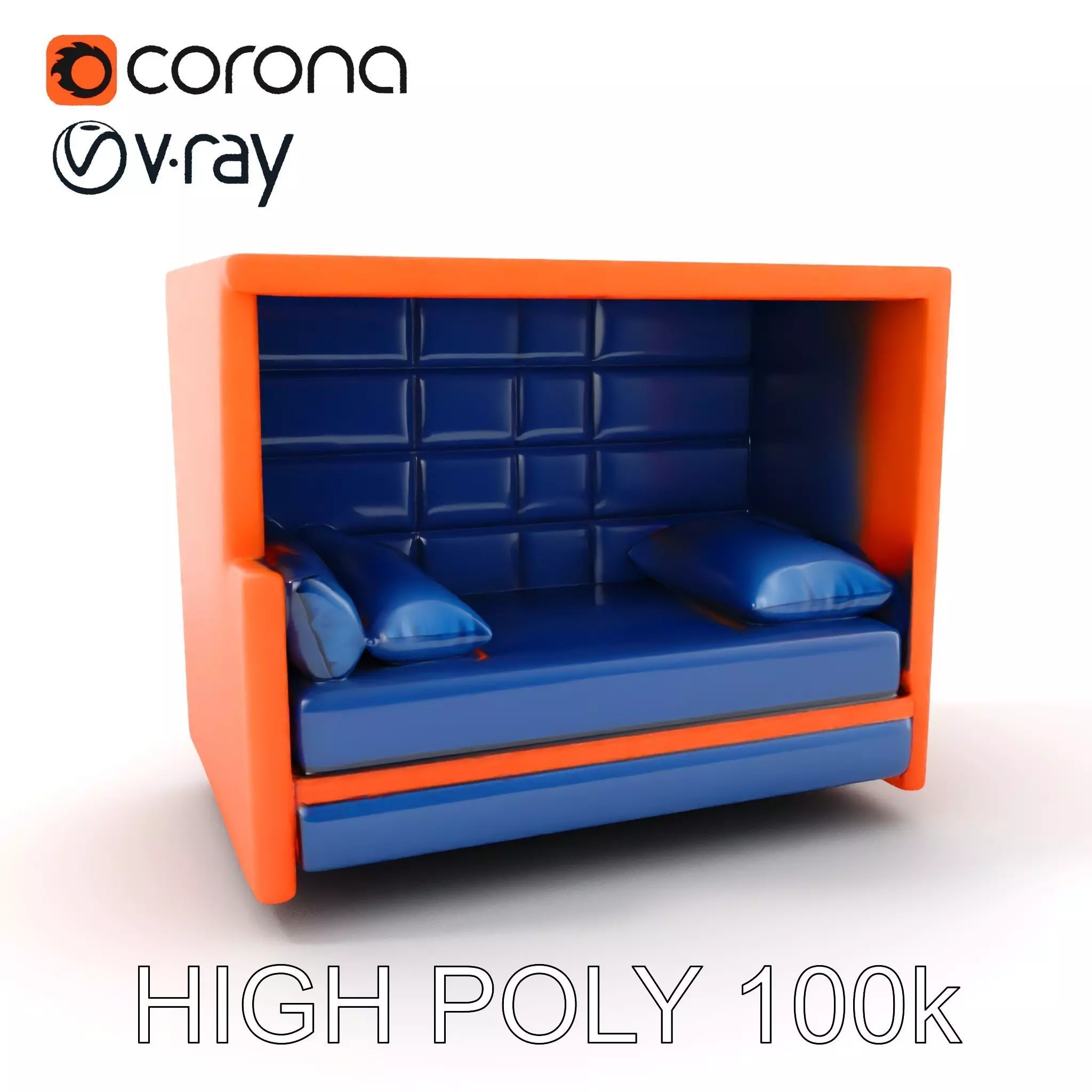 Modern Sofa Cubicle Model Pack for Interactive Spaces Low-poly 3D model_0