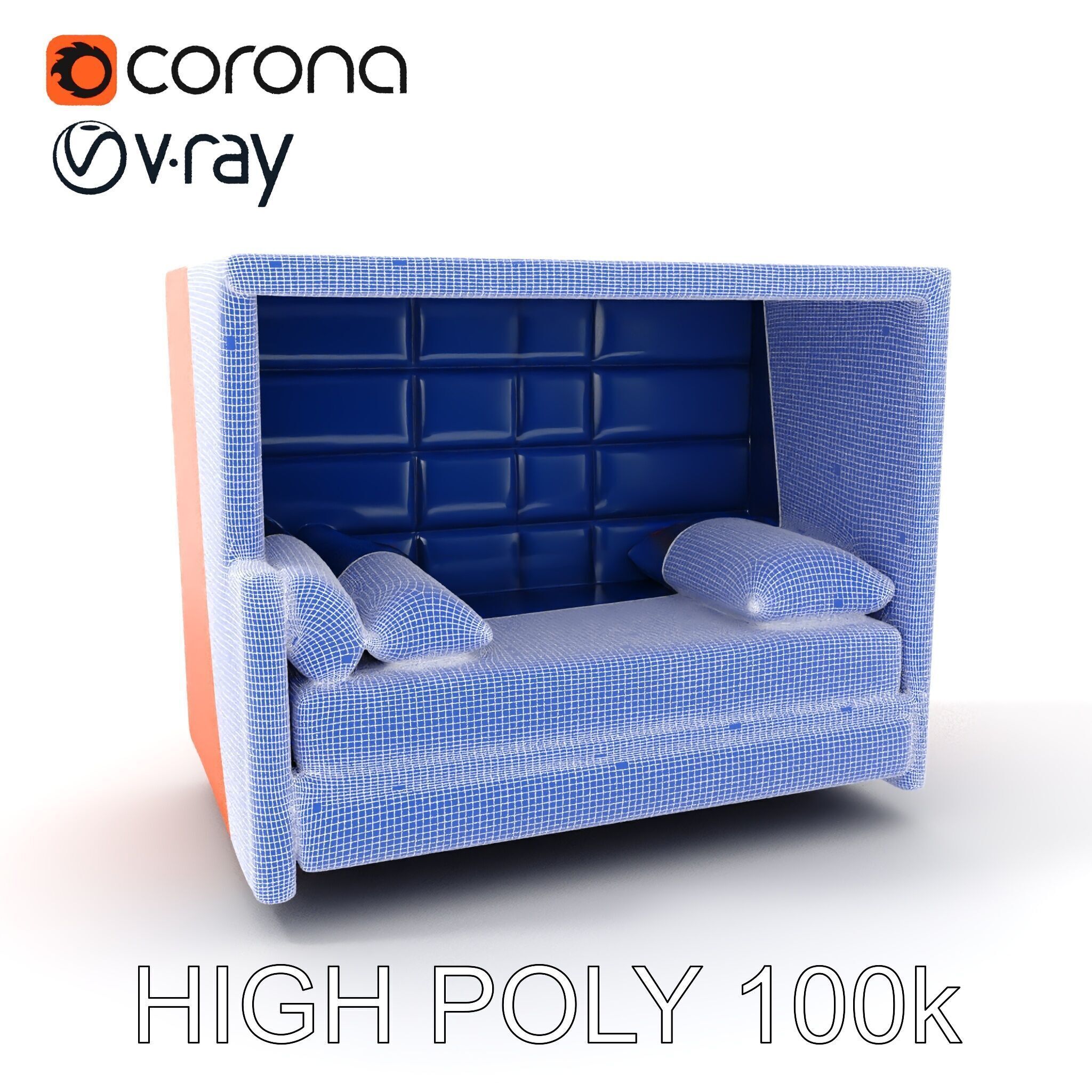Modern Sofa Cubicle Model Pack for Interactive Spaces Low-poly 3D model_4