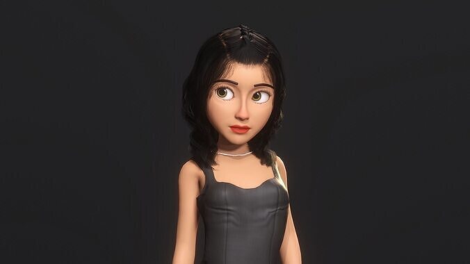 cartoon girl Low-poly 3D model