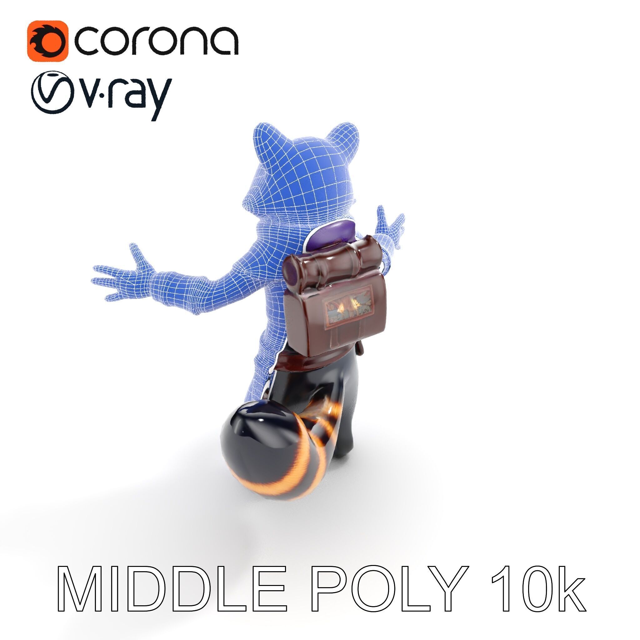 Rigged and Animated Adventurous Raccoon Character D Model Low-poly 3D model_20