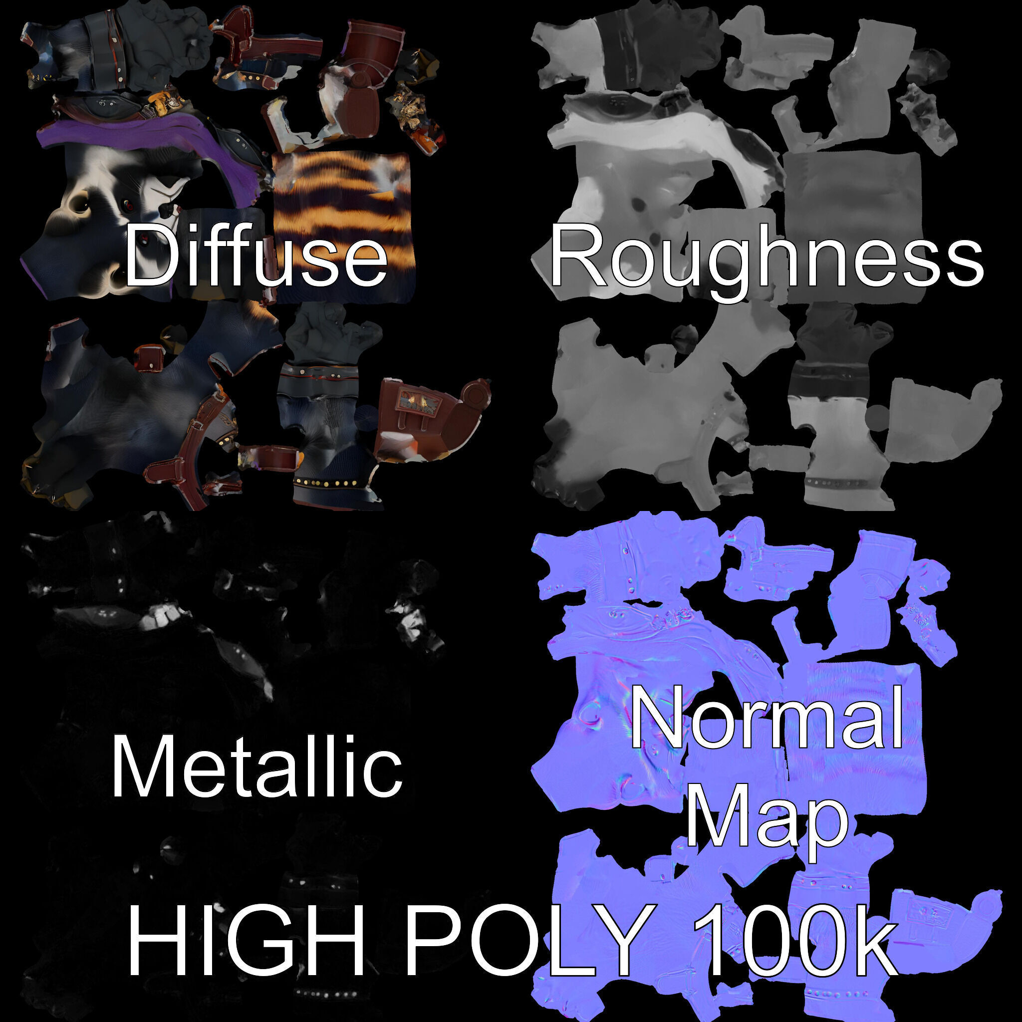 Rigged and Animated Adventurous Raccoon Character D Model Low-poly 3D model_4