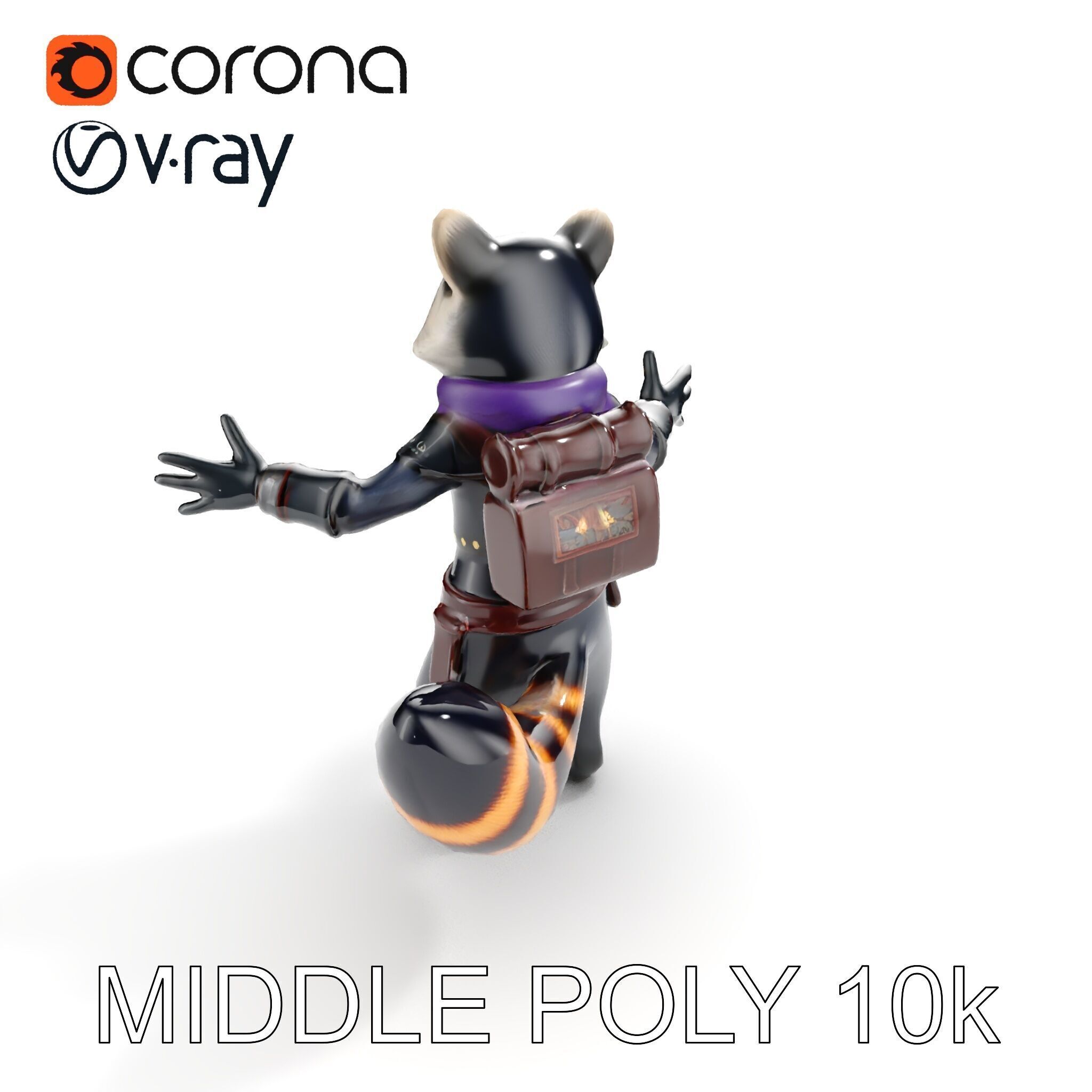 Rigged and Animated Adventurous Raccoon Character D Model Low-poly 3D model_14