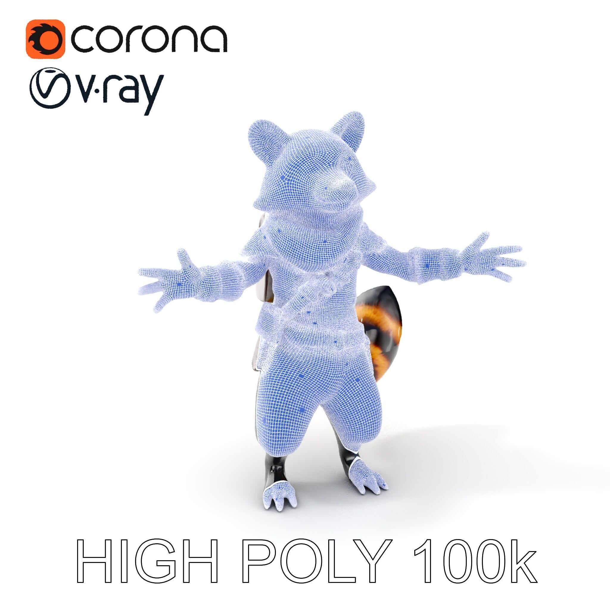 Rigged and Animated Adventurous Raccoon Character D Model Low-poly 3D model_5