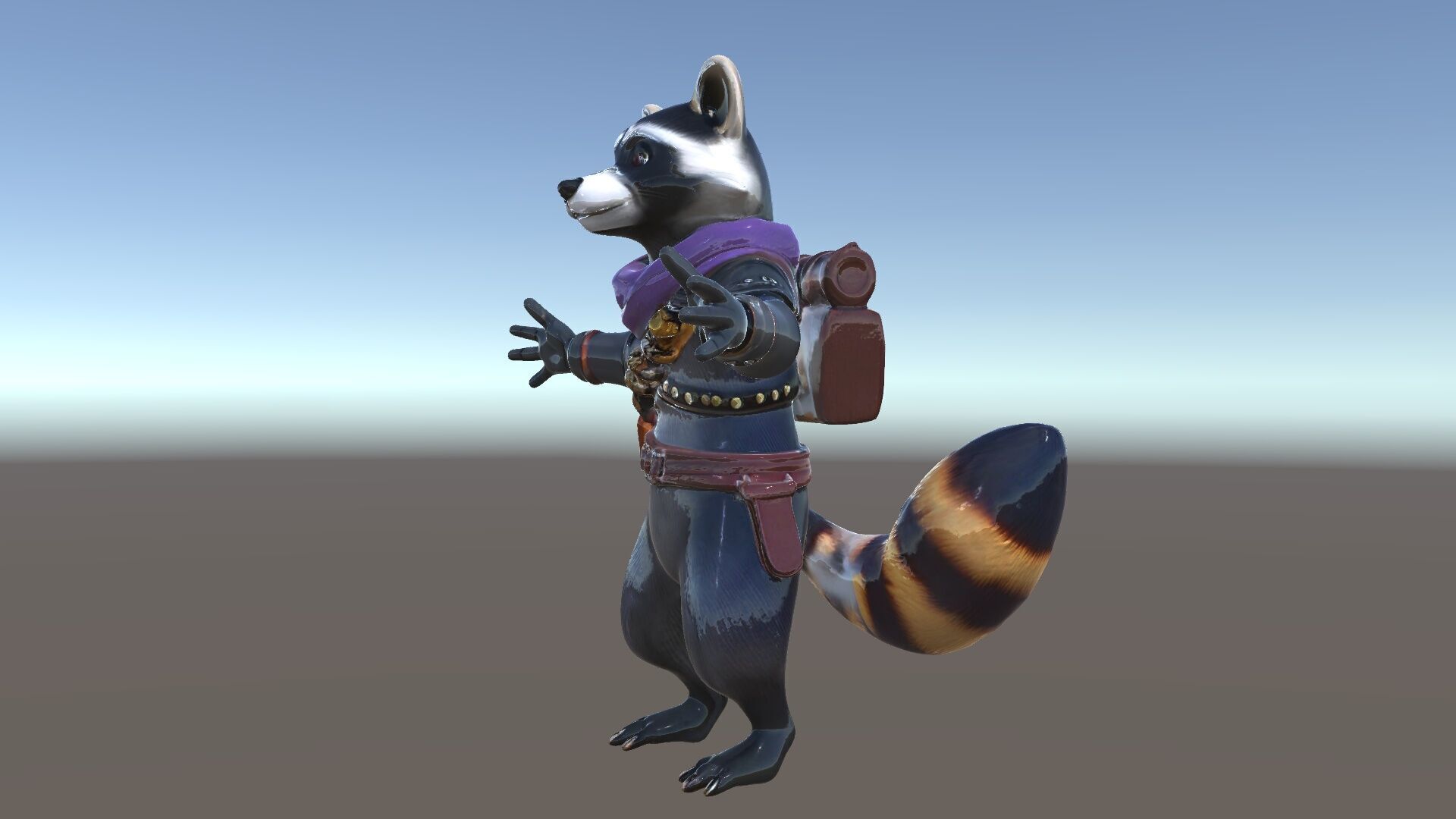 Rigged and Animated Adventurous Raccoon Character D Model Low-poly 3D model_6