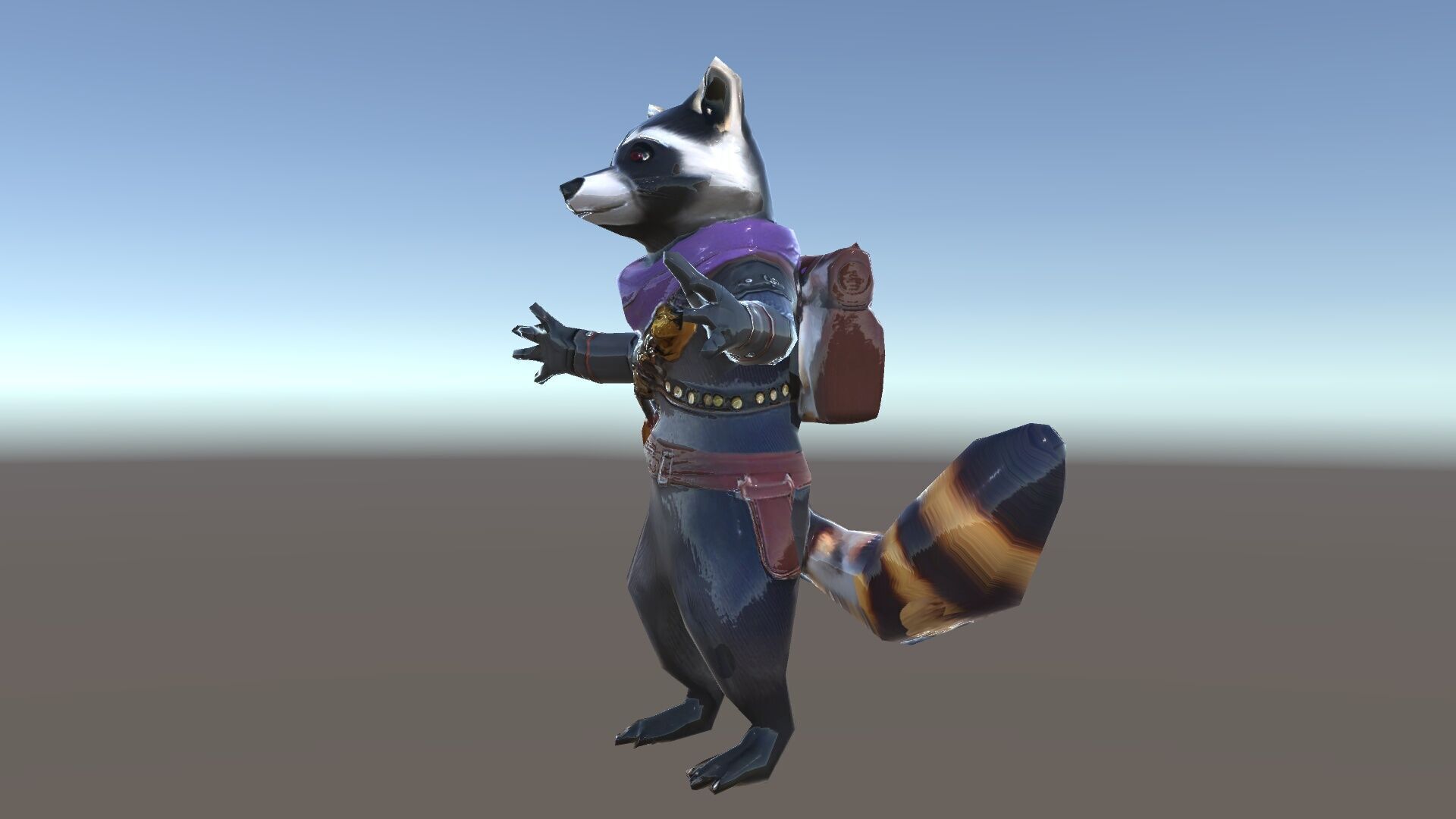 Rigged and Animated Adventurous Raccoon Character D Model Low-poly 3D model_35
