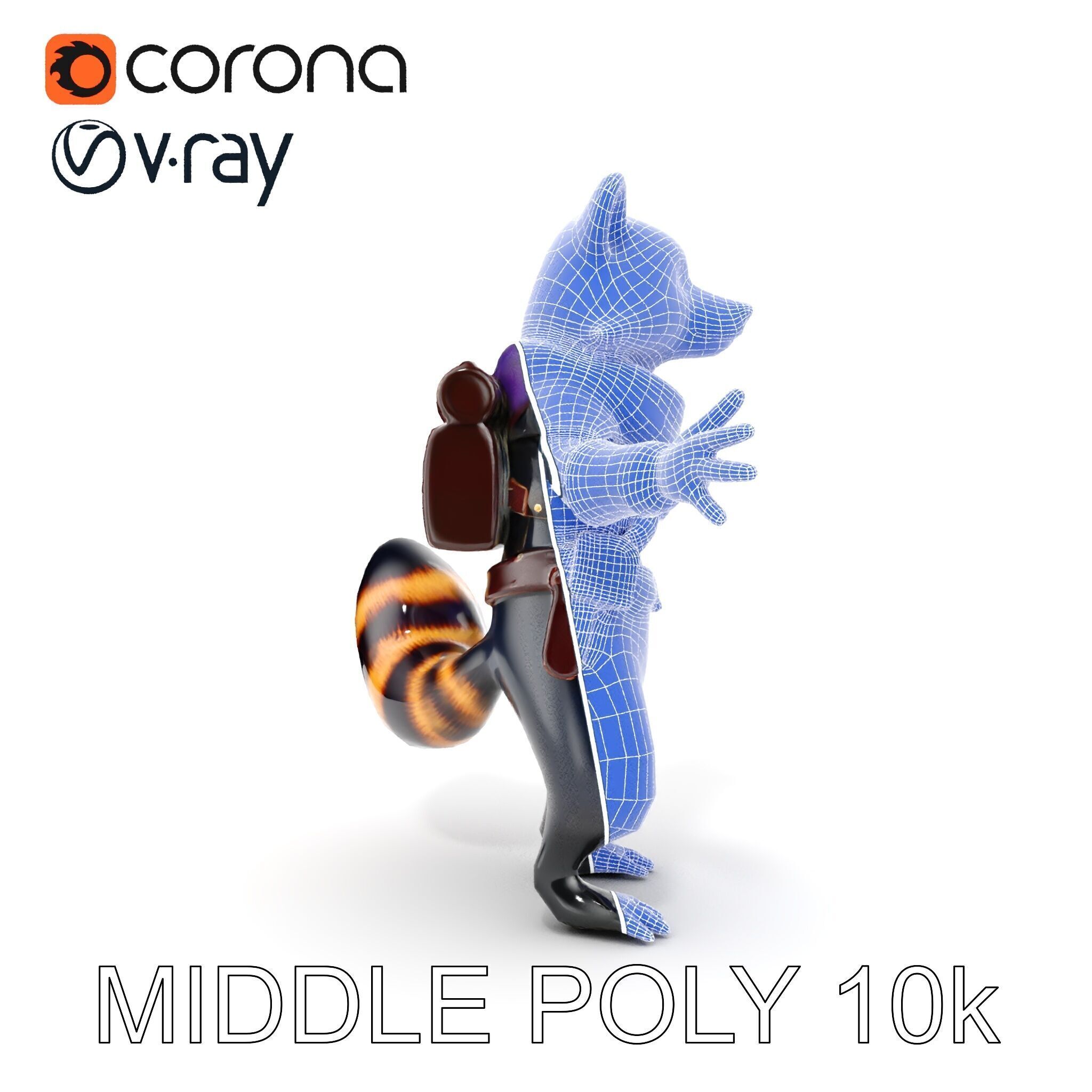 Rigged and Animated Adventurous Raccoon Character D Model Low-poly 3D model_26