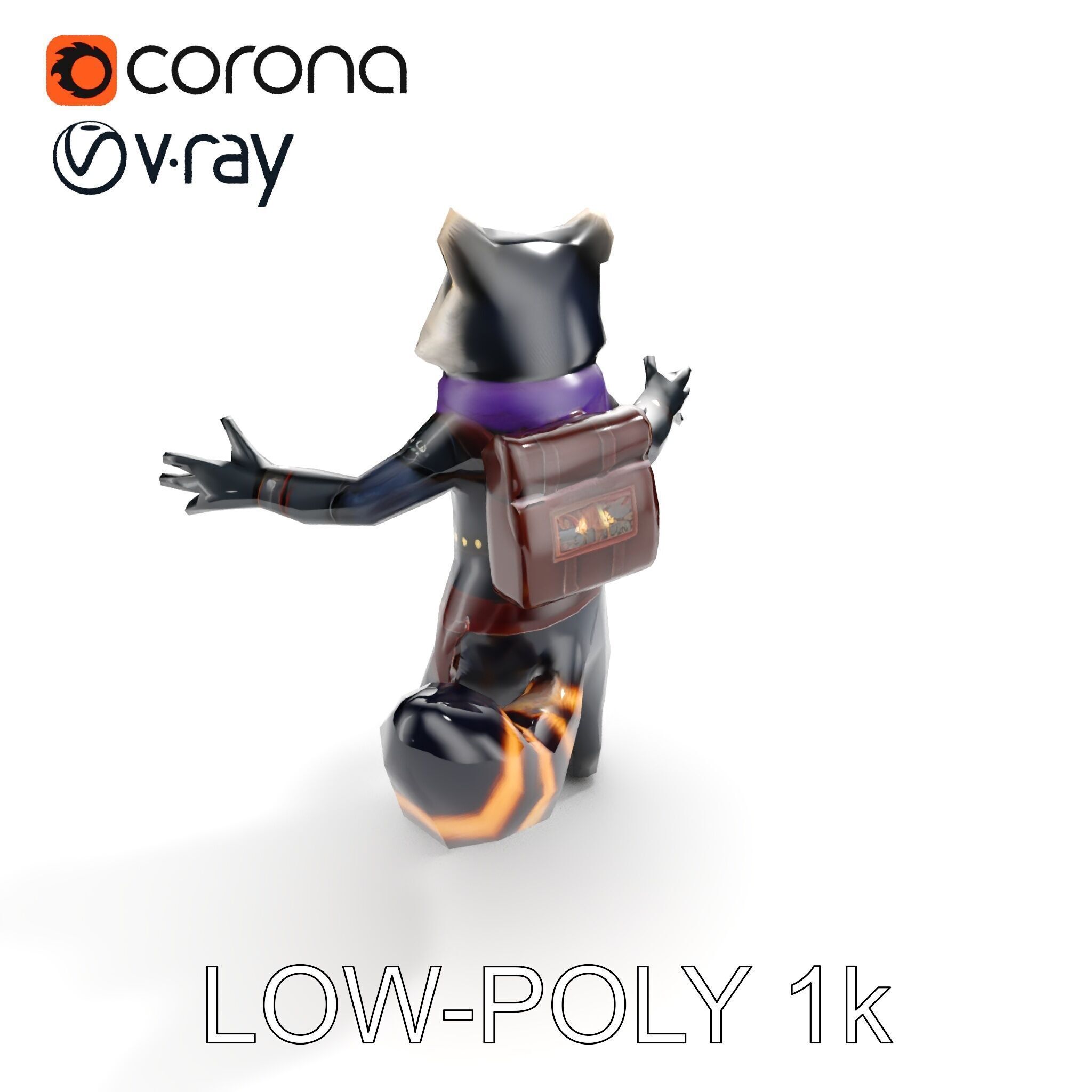 Rigged and Animated Adventurous Raccoon Character D Model Low-poly 3D model_10