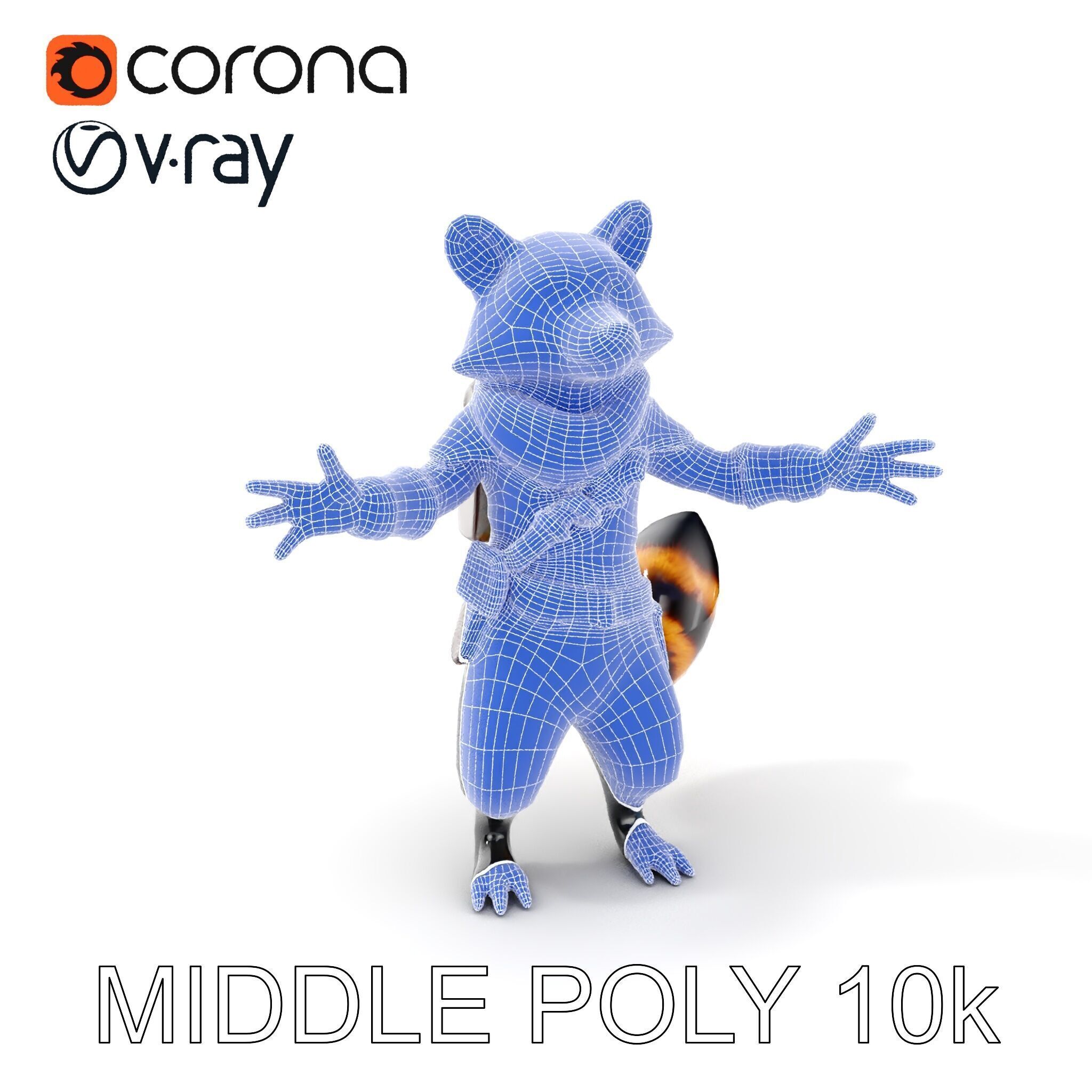 Rigged and Animated Adventurous Raccoon Character D Model Low-poly 3D model_23