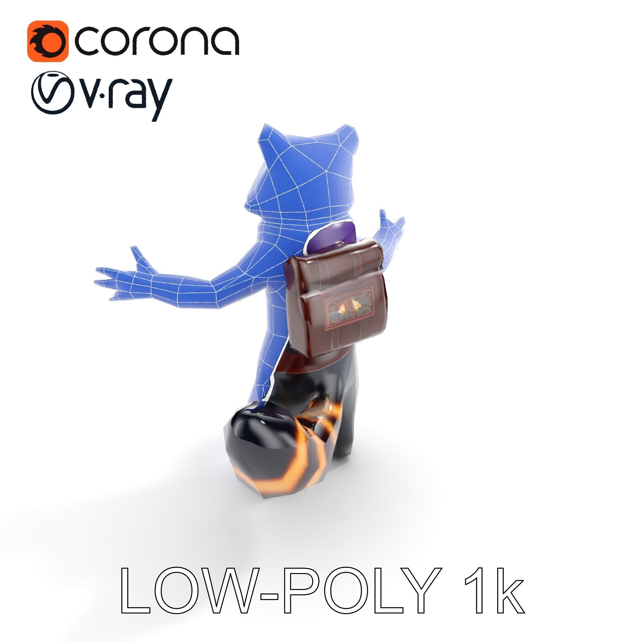 Rigged and Animated Adventurous Raccoon Character D Model Low-poly 3D model_18