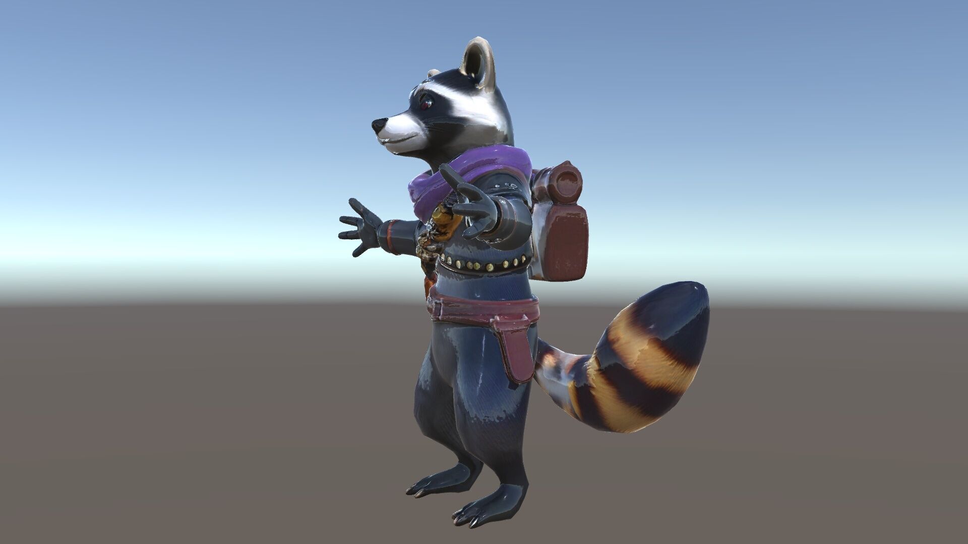Rigged and Animated Adventurous Raccoon Character D Model Low-poly 3D model_38