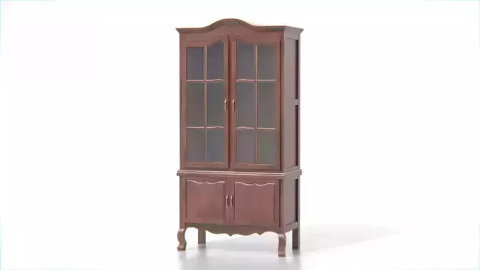 Antique Wooden Display Cabinet 02 Low-poly 3D model