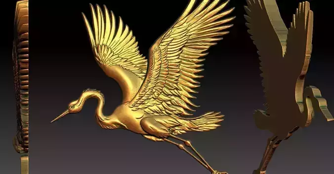 1 Crane Bird  CNC Relief Model