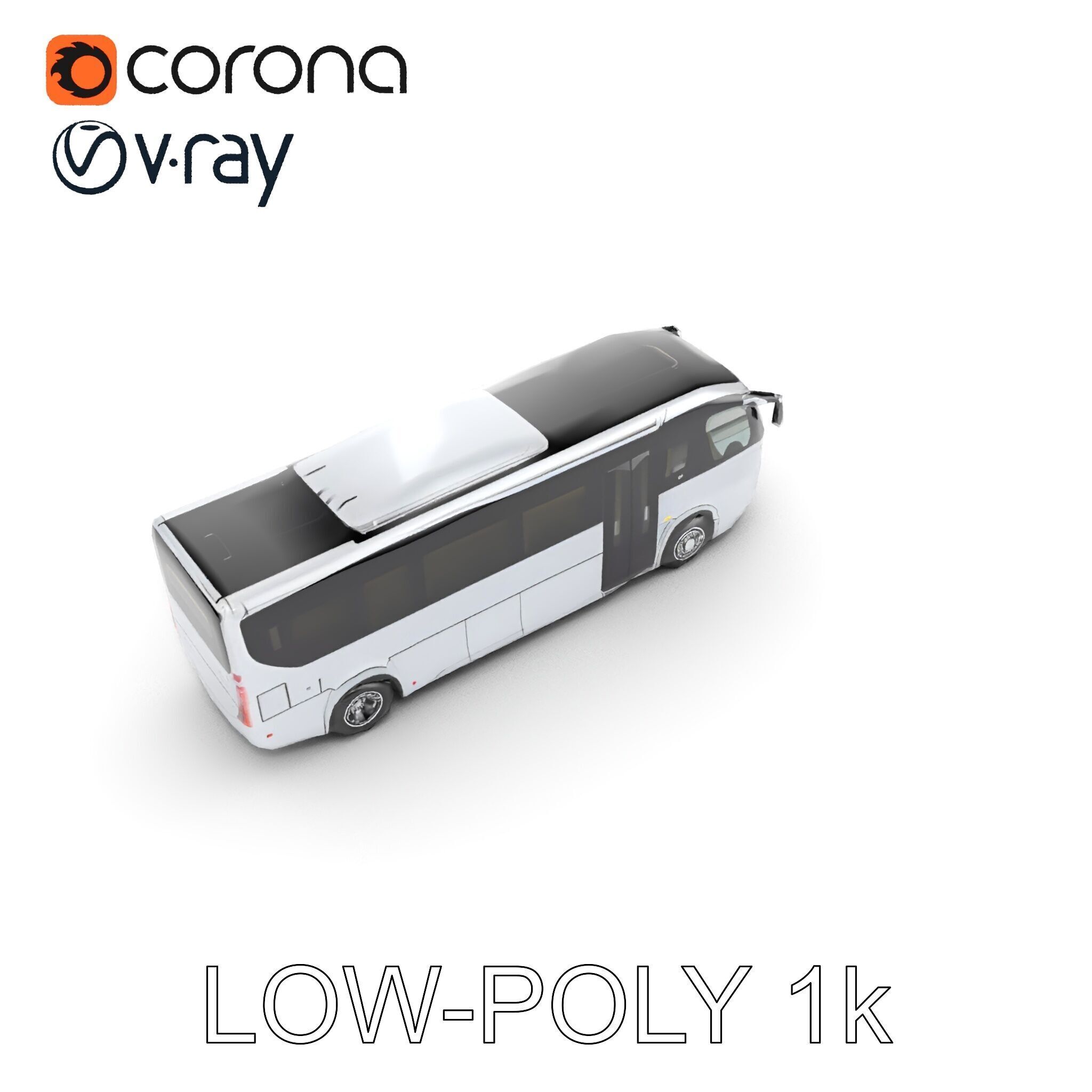 Modern Futuristic Bus Model Pack Low-poly 3D model_15