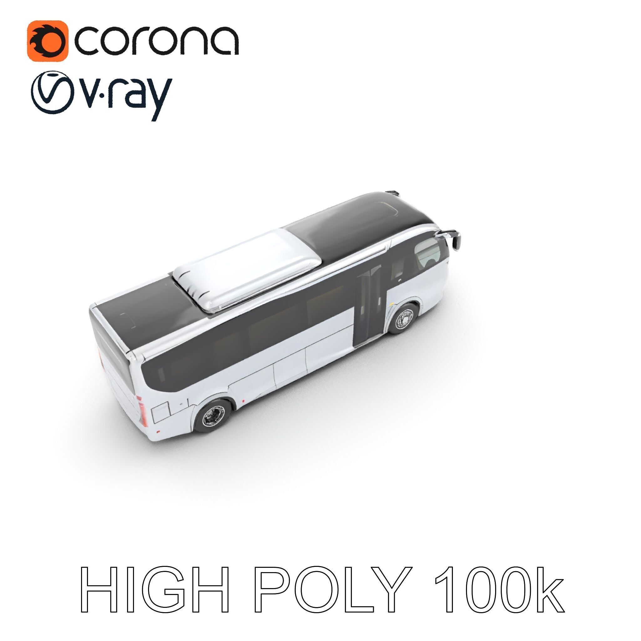 Modern Futuristic Bus Model Pack Low-poly 3D model_10