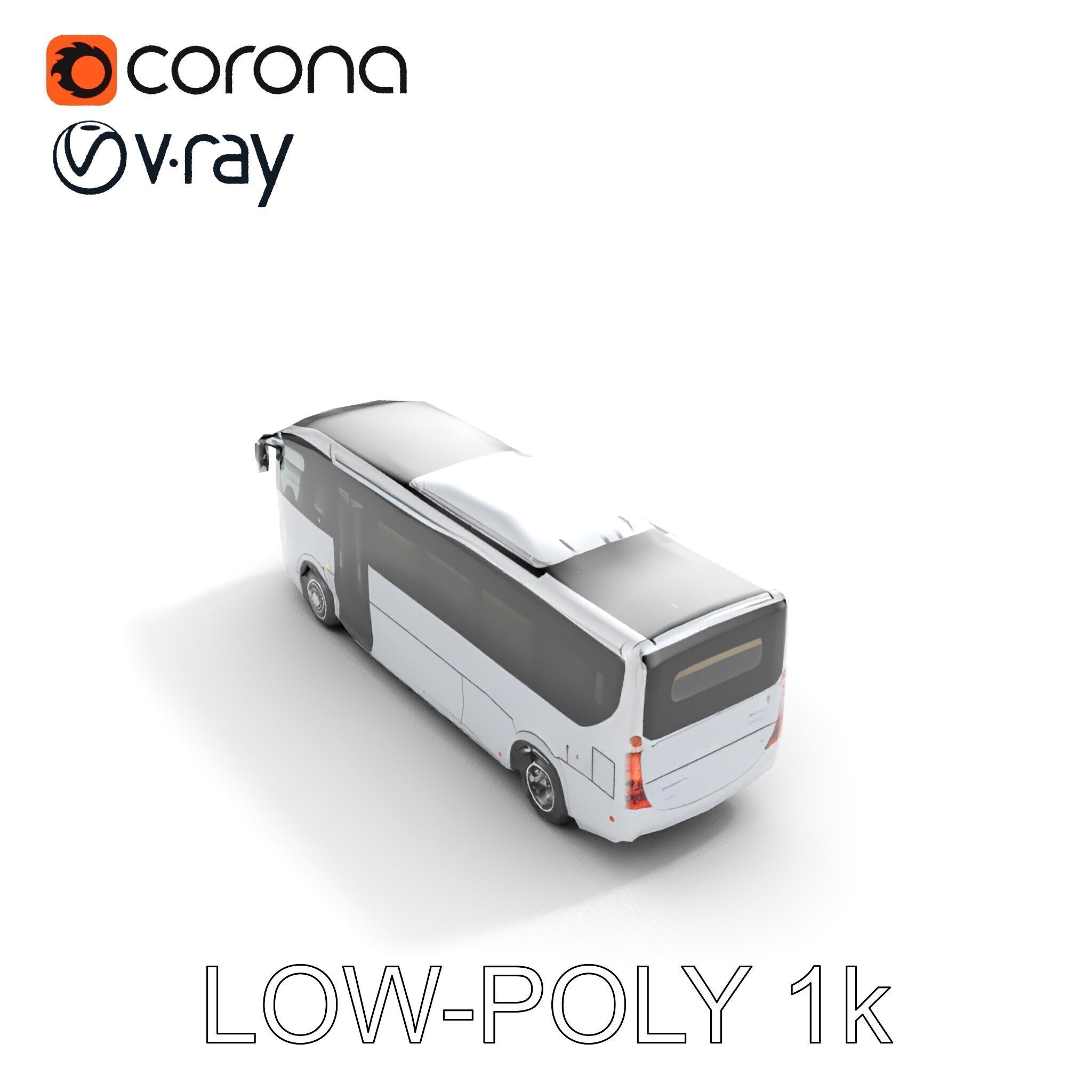 Modern Futuristic Bus Model Pack Low-poly 3D model_9