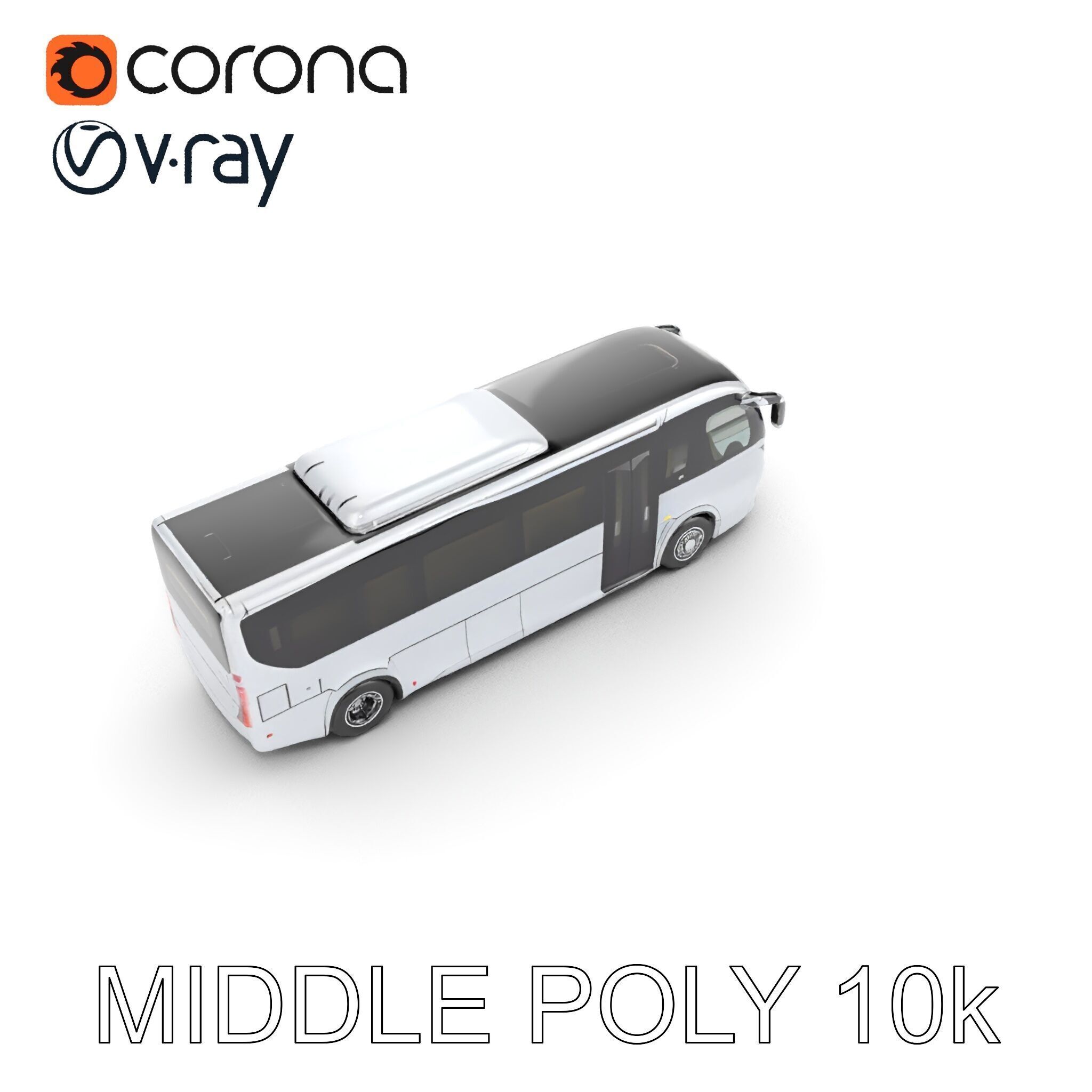 Modern Futuristic Bus Model Pack Low-poly 3D model_8