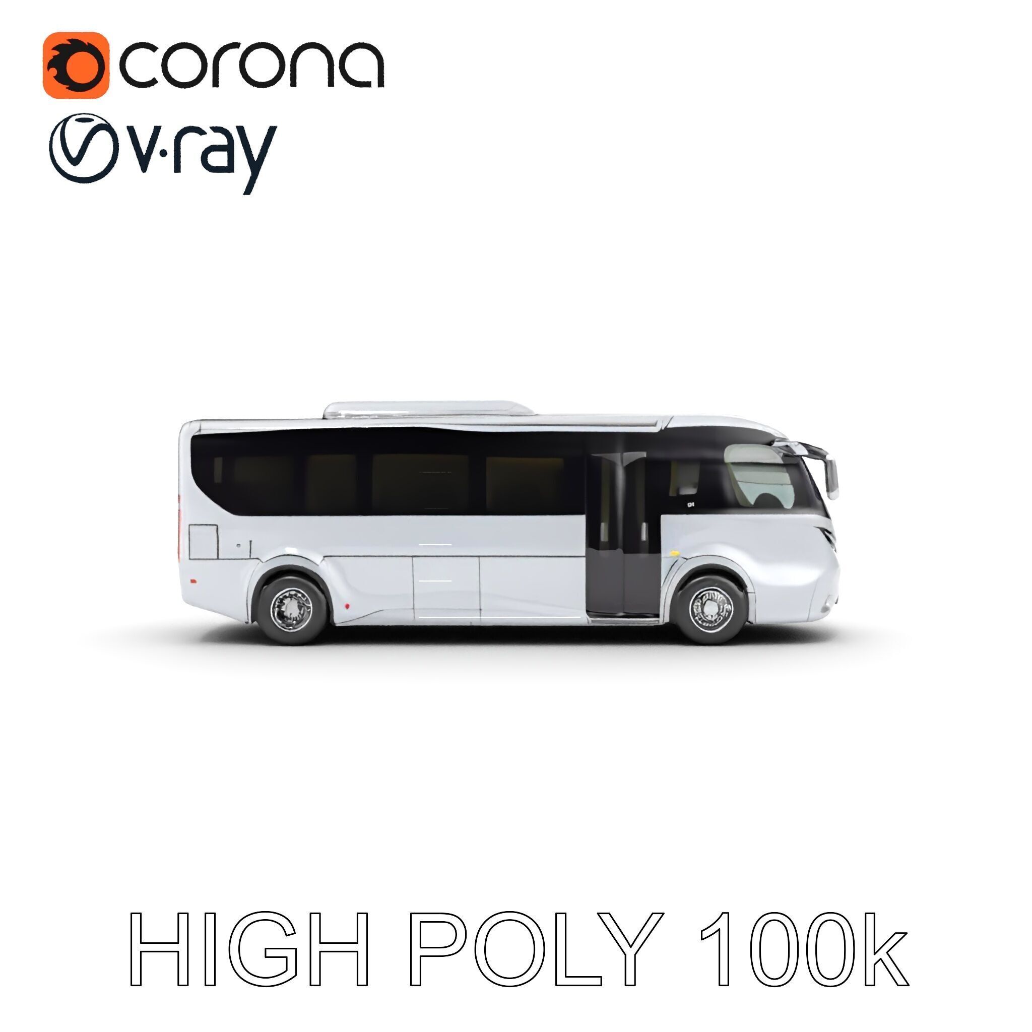 Modern Futuristic Bus Model Pack Low-poly 3D model_32