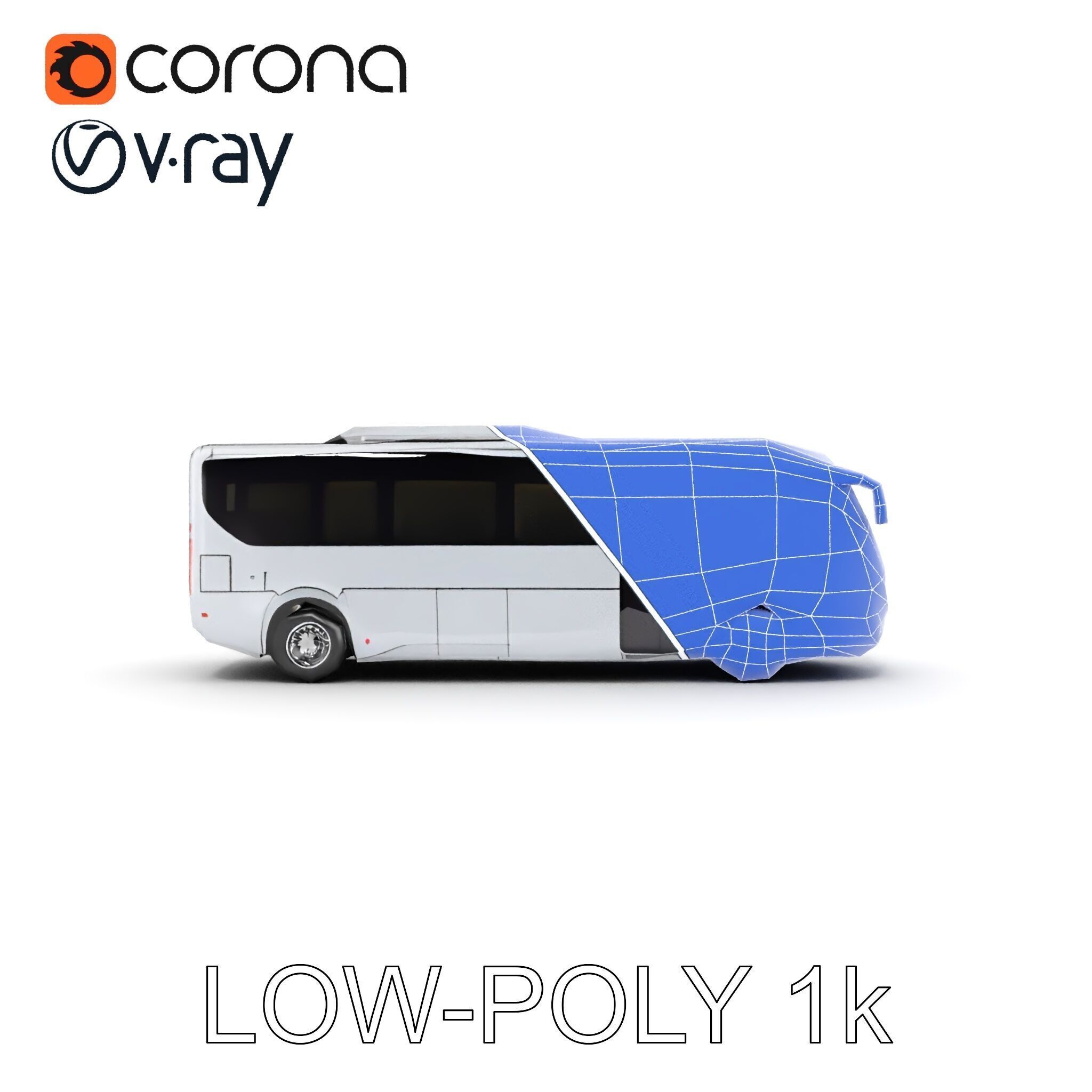 Modern Futuristic Bus Model Pack Low-poly 3D model_25