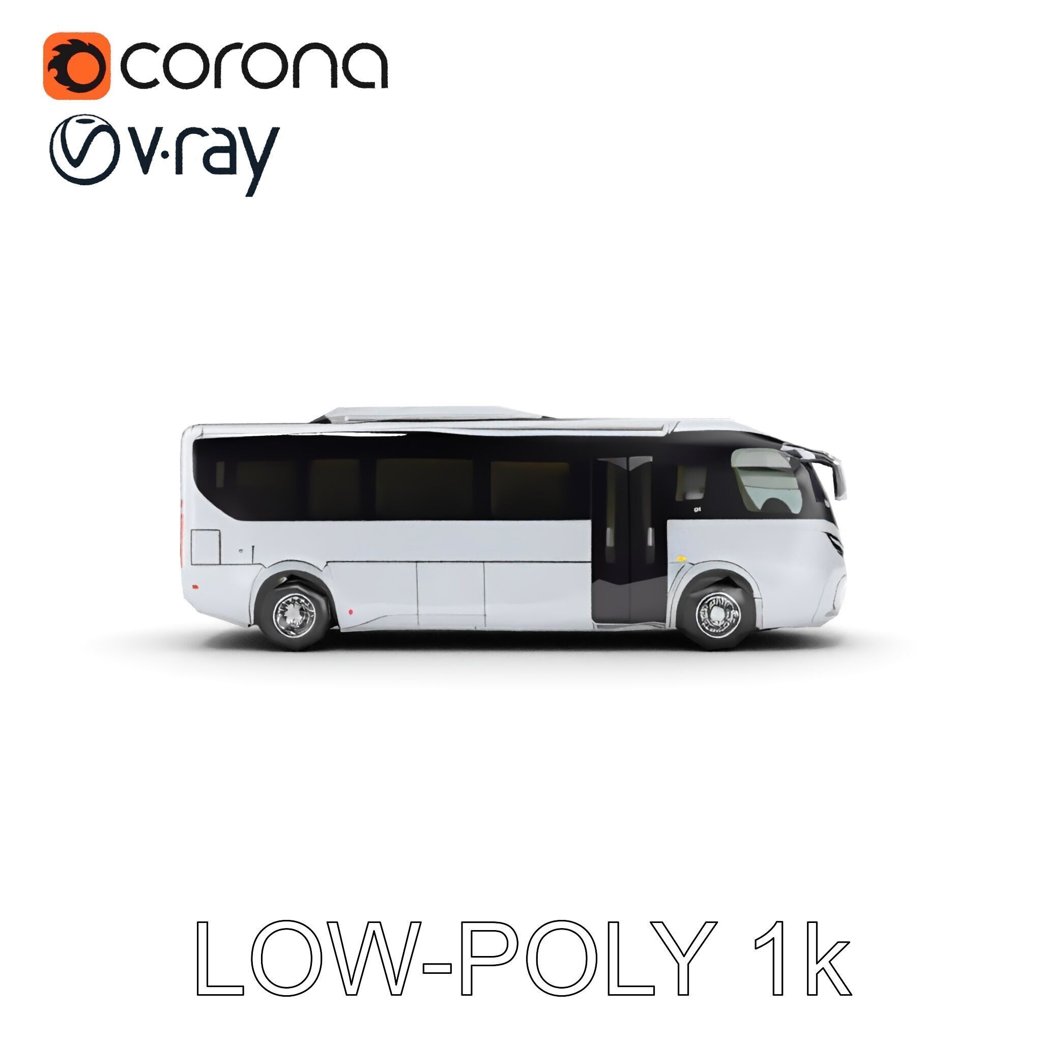 Modern Futuristic Bus Model Pack Low-poly 3D model_7
