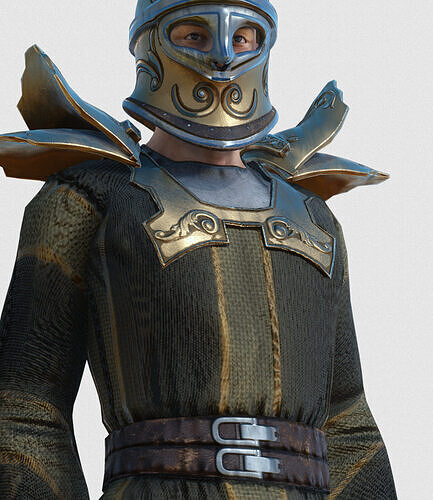 Rigged Fantasy Medieval Character Warrior Low-poly 3D model